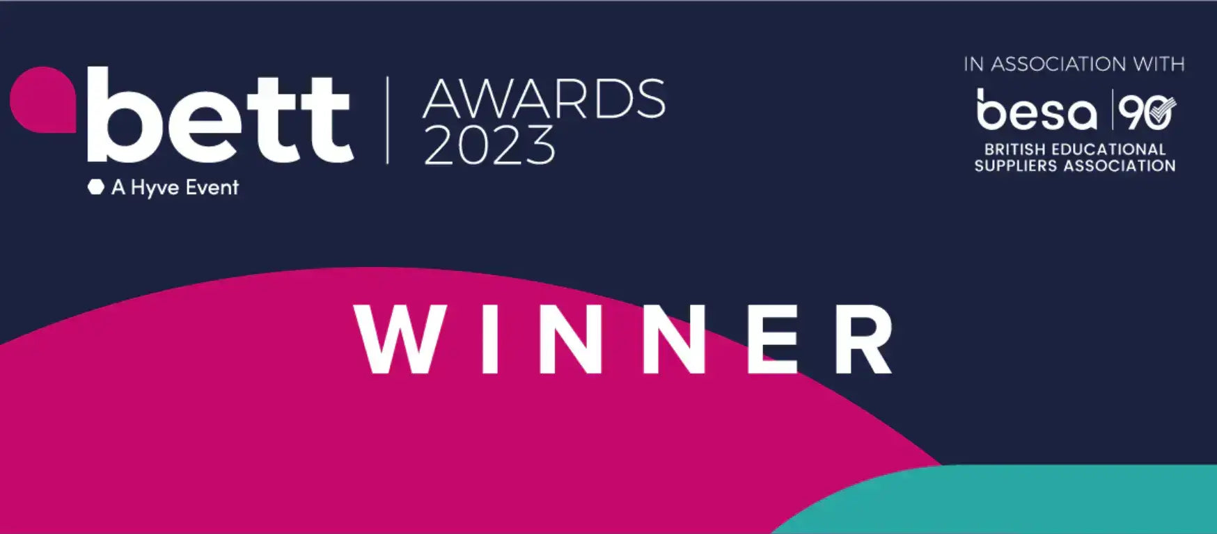 BETT Awards 2023 banner highlighting 'Winner' designation, celebrating innovative achievements in education.