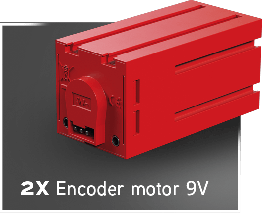 Red 9V encoder motor, designed for robotics projects, showcasing high precision and performance.