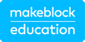 Logo of Makeblock Education on a blue background, representing innovative learning and educational tools.