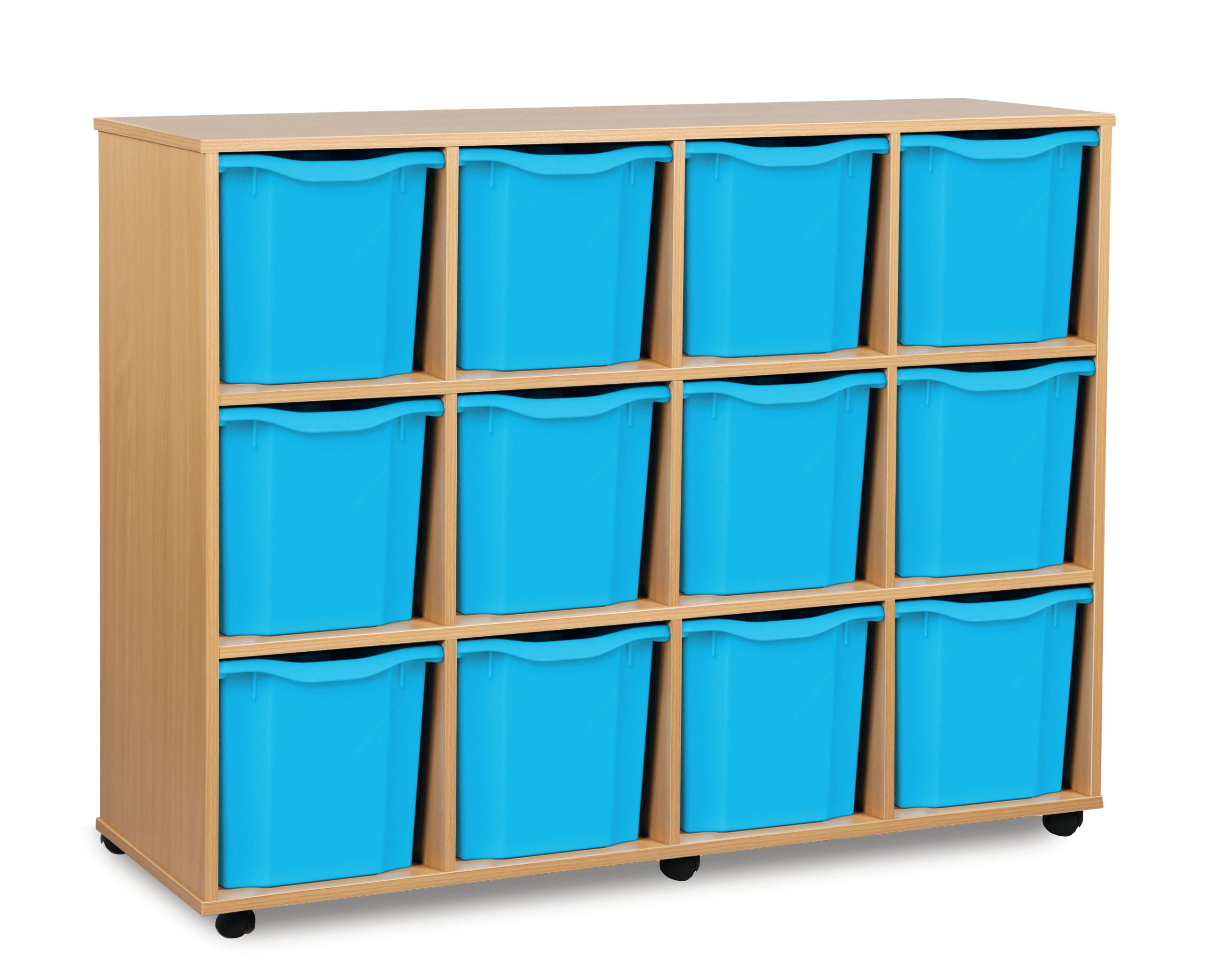 Monarch 12 Quad-Tray Mobile Storage Unit – Beech