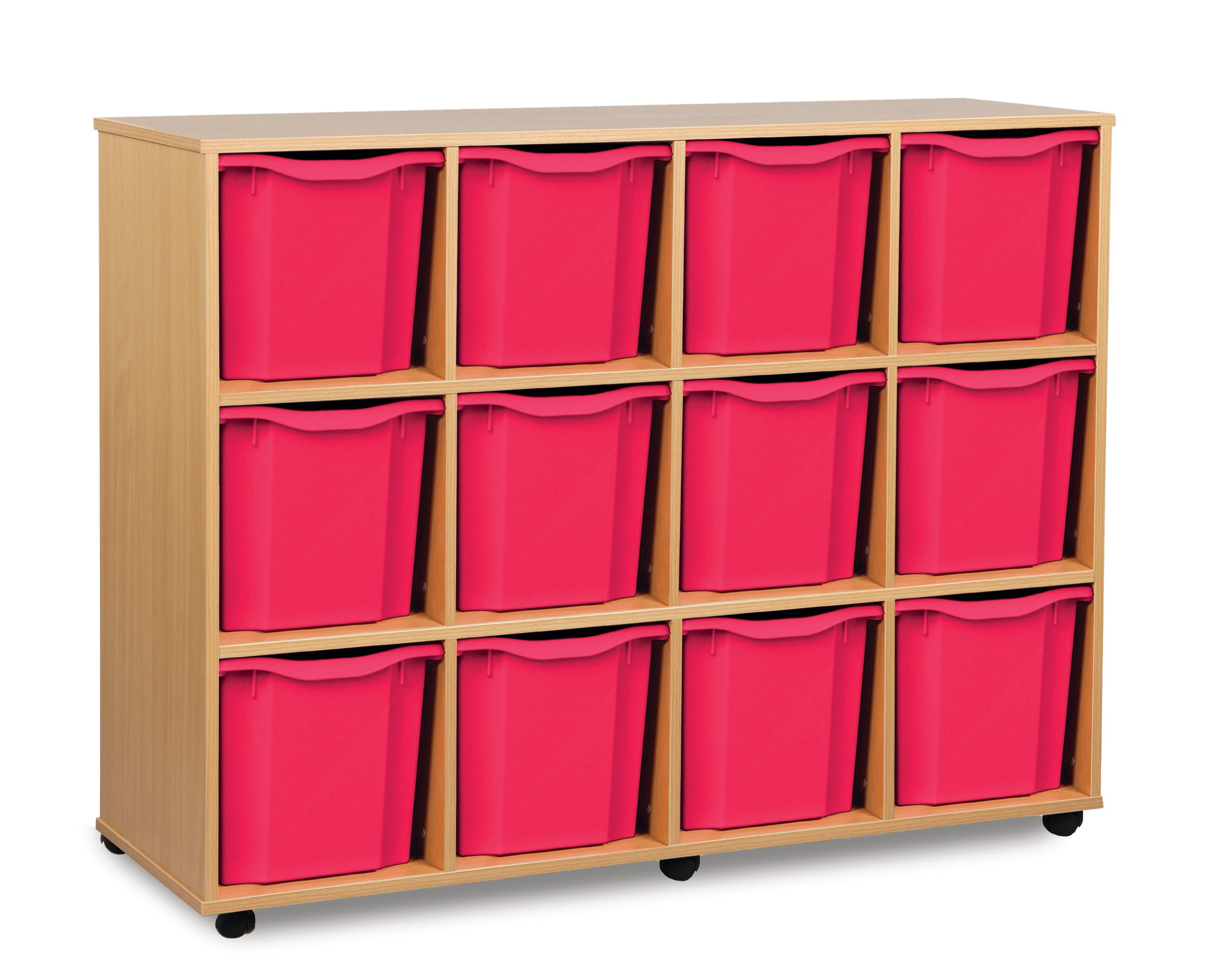 Monarch 12 Quad-Tray Mobile Storage Unit – Beech