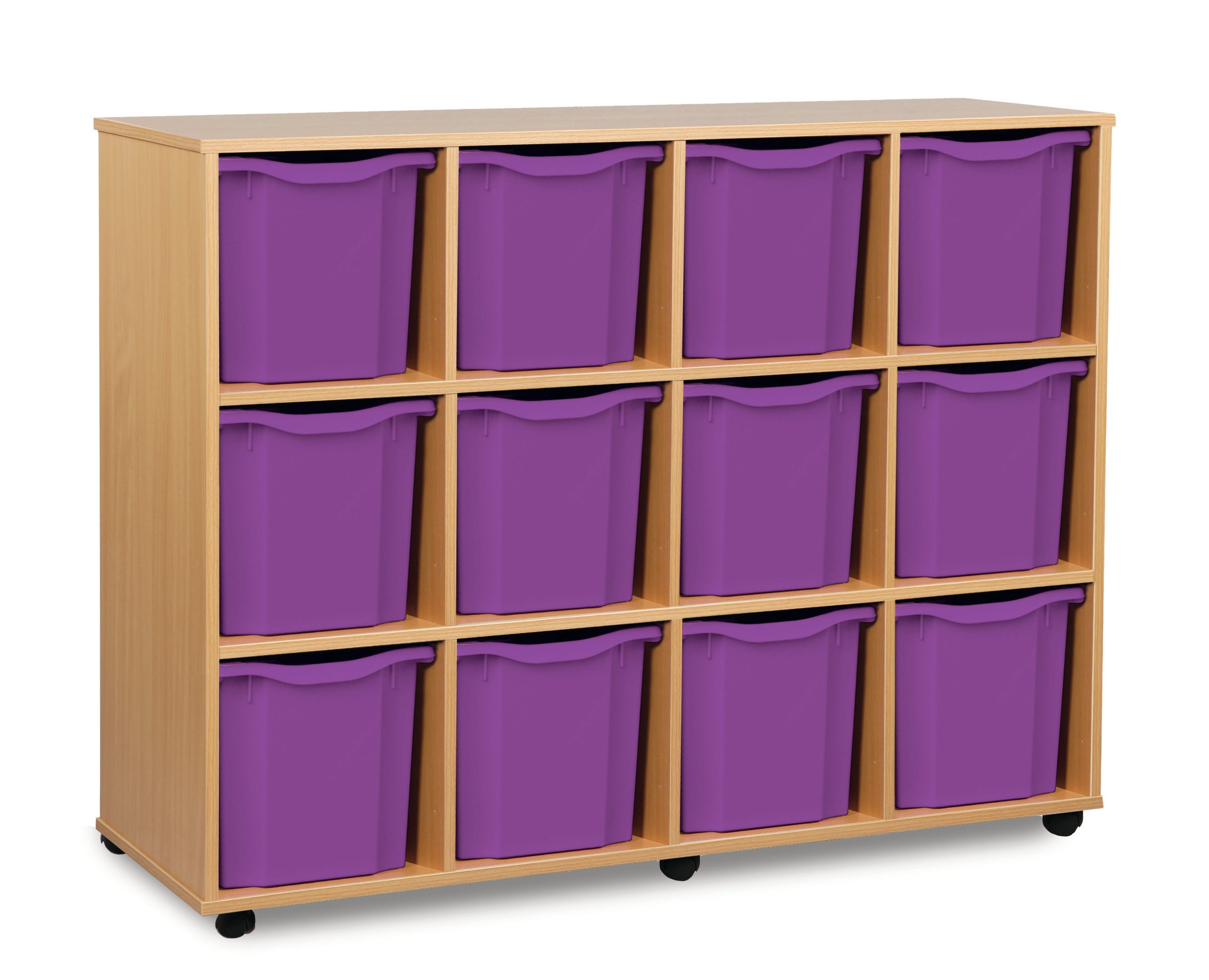 Monarch 12 Quad-Tray Mobile Storage Unit – Beech