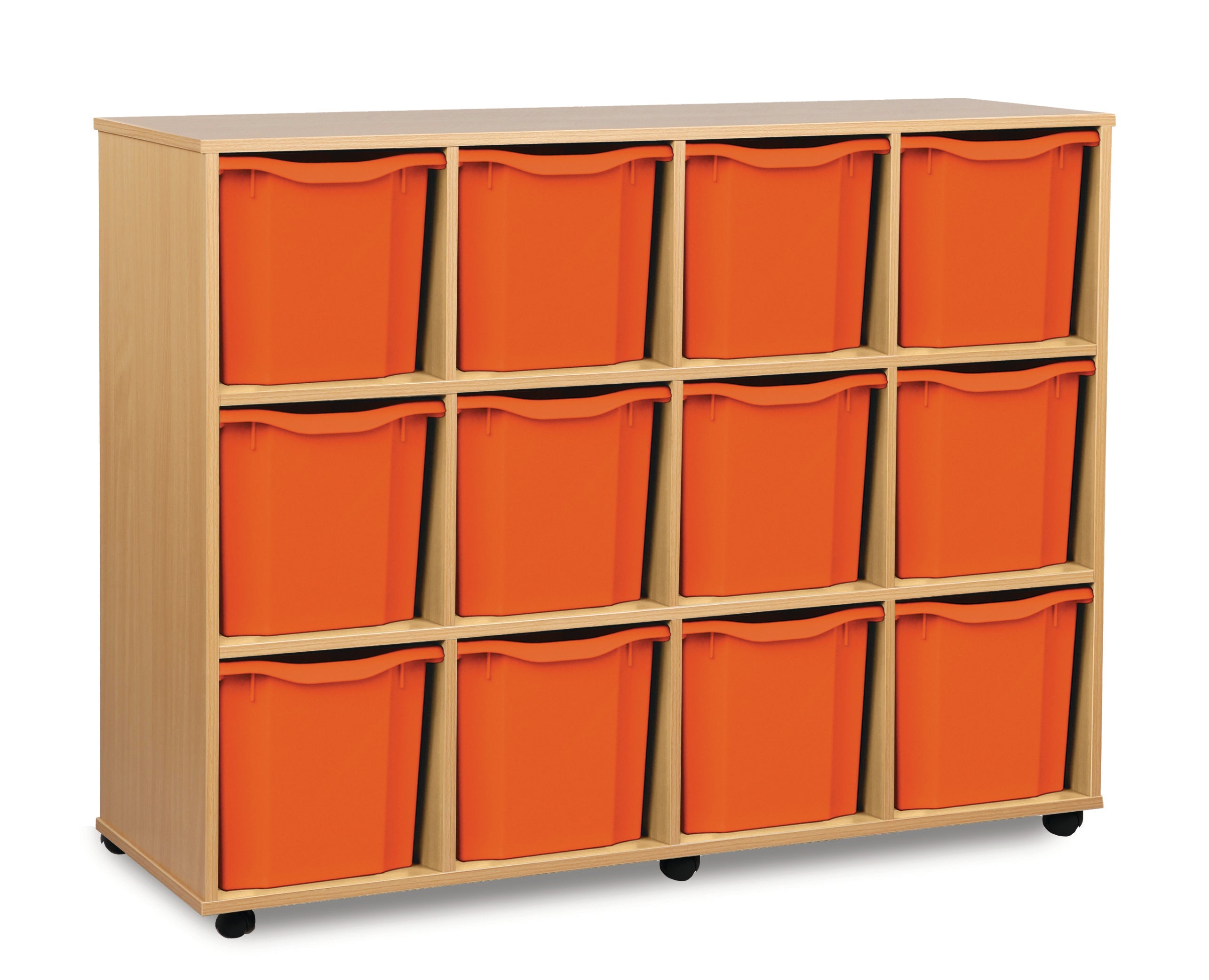 Monarch 12 Quad-Tray Mobile Storage Unit – Beech