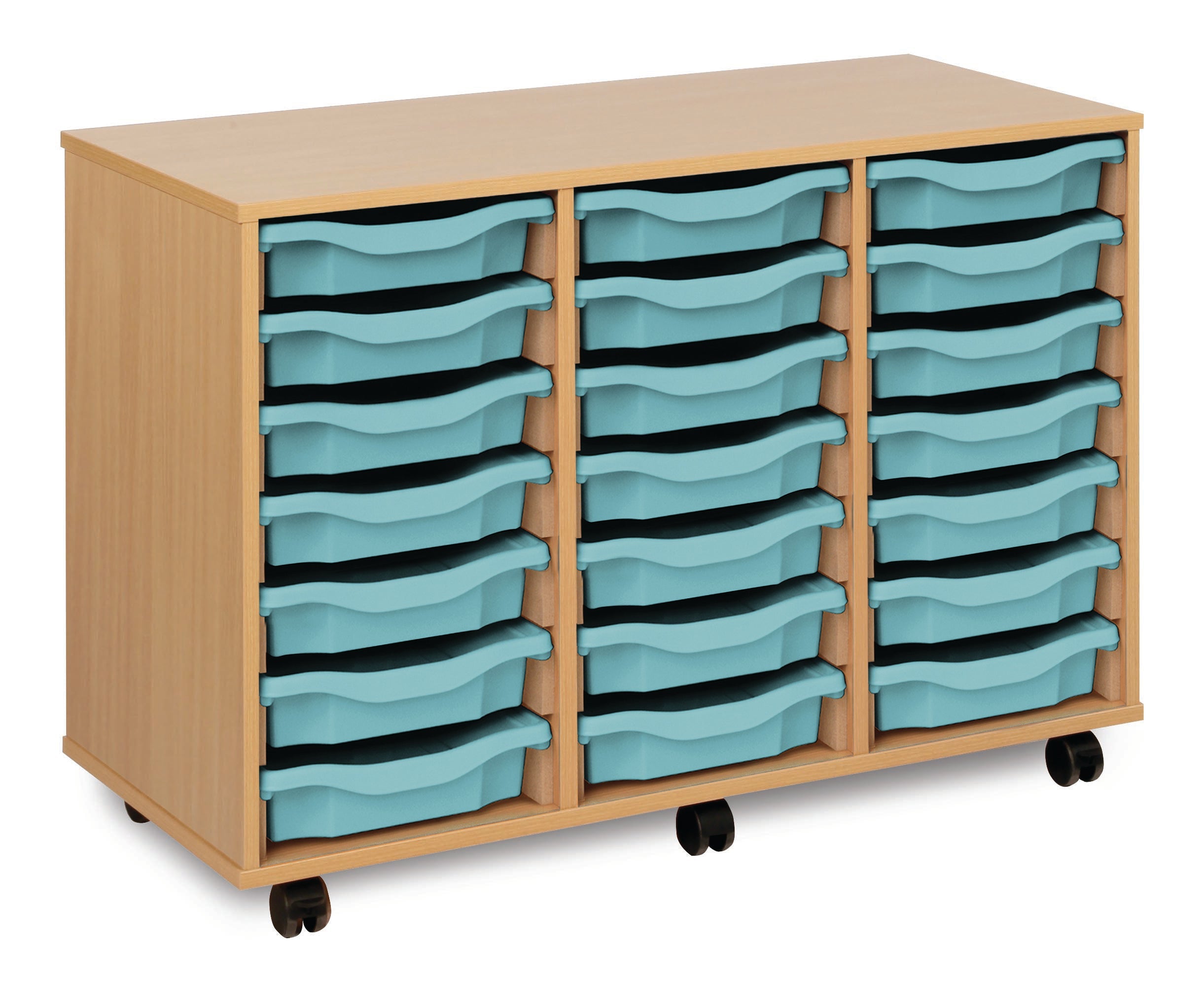 Monarch - 21 Tray Mobile Storage Unit – Beech