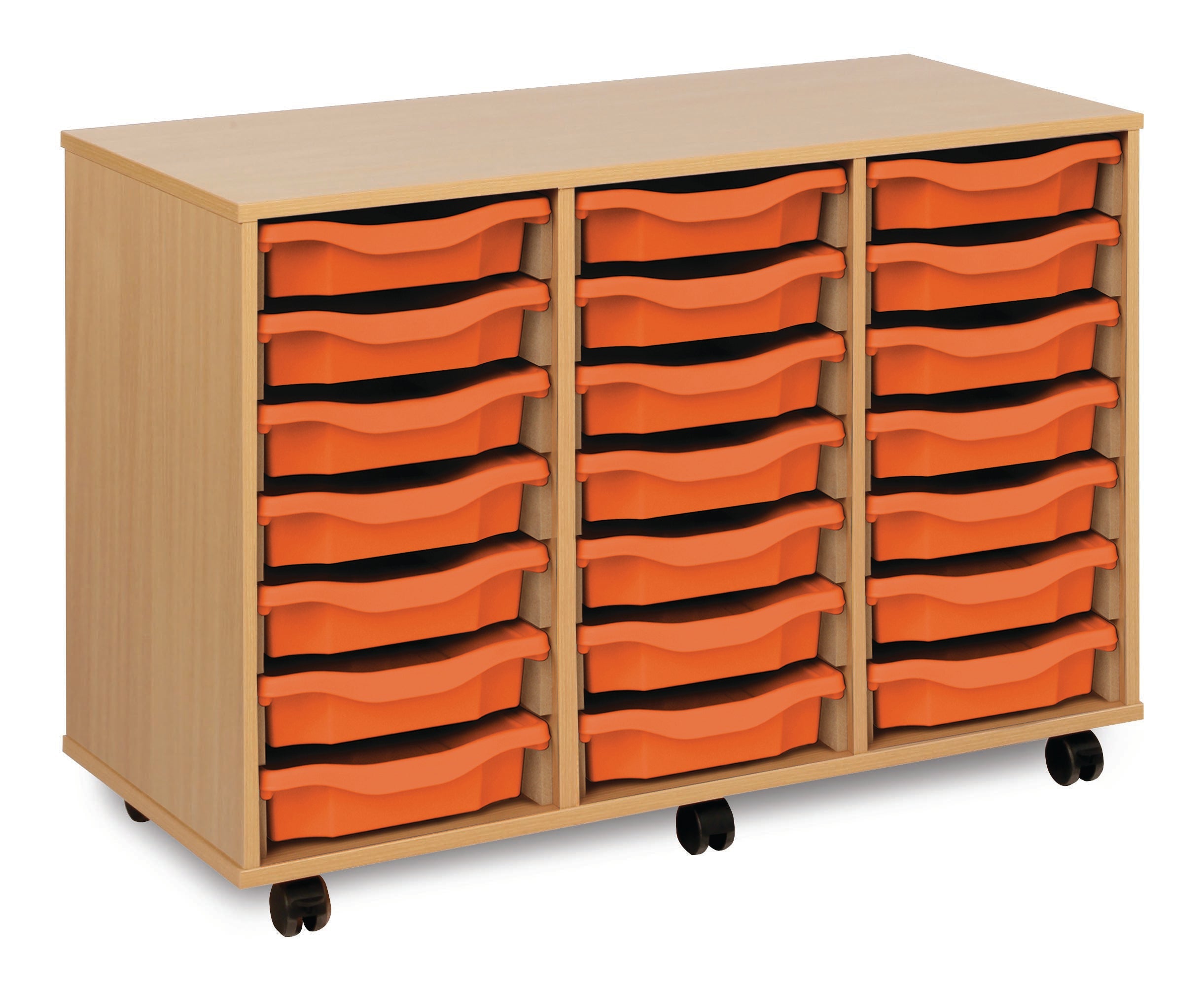 Monarch - 21 Tray Mobile Storage Unit – Beech