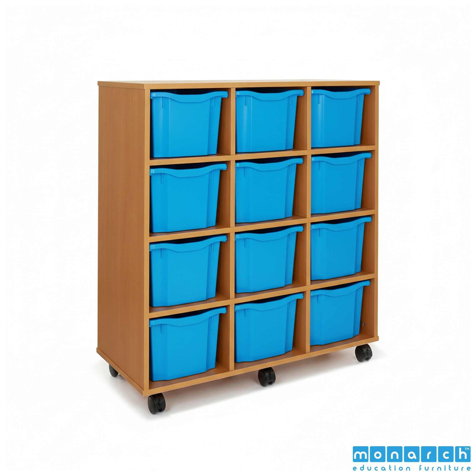 Monarch 12 Triple-Tray Mobile Storage Unit – Maple