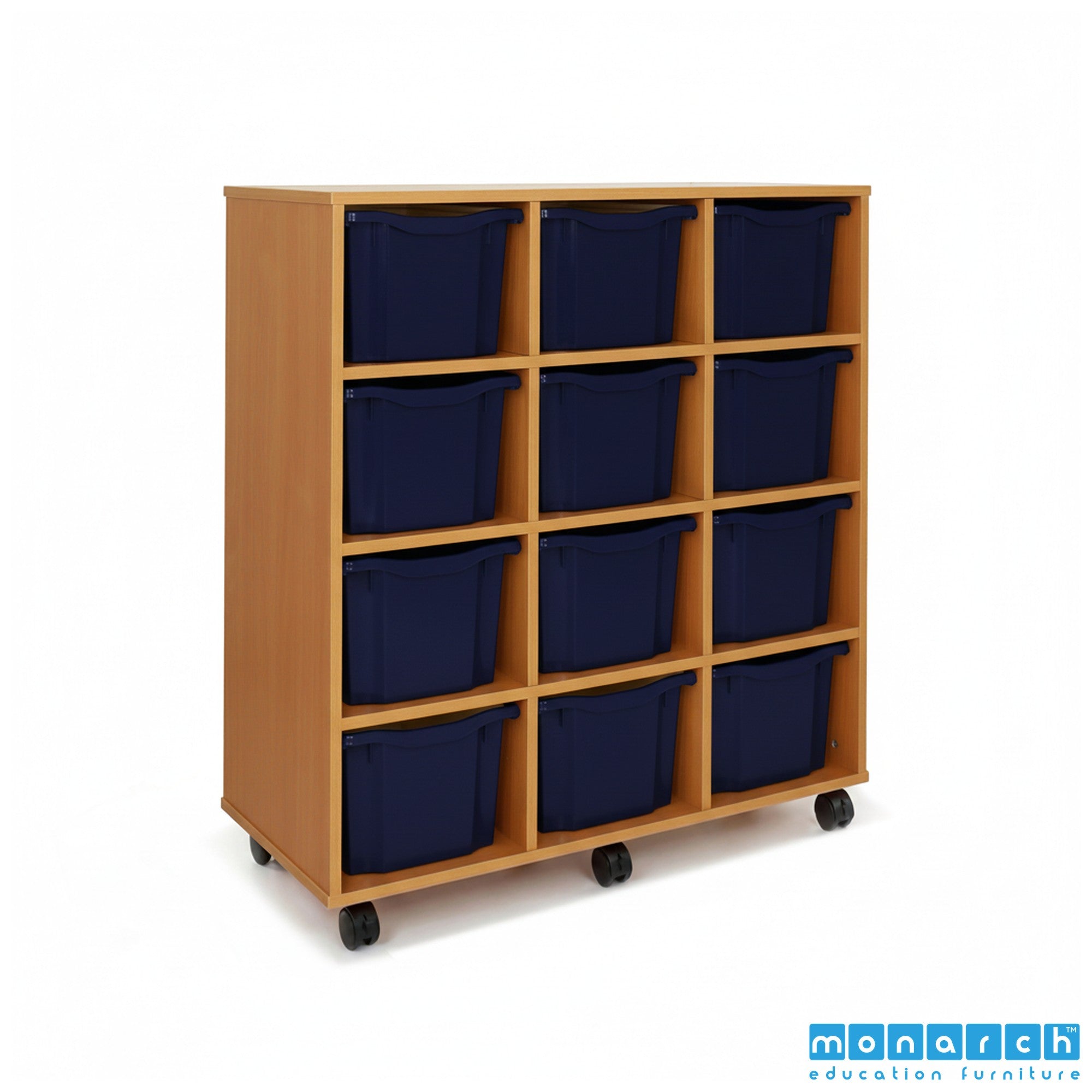 Monarch 12 Triple-Tray Mobile Storage Unit – Maple