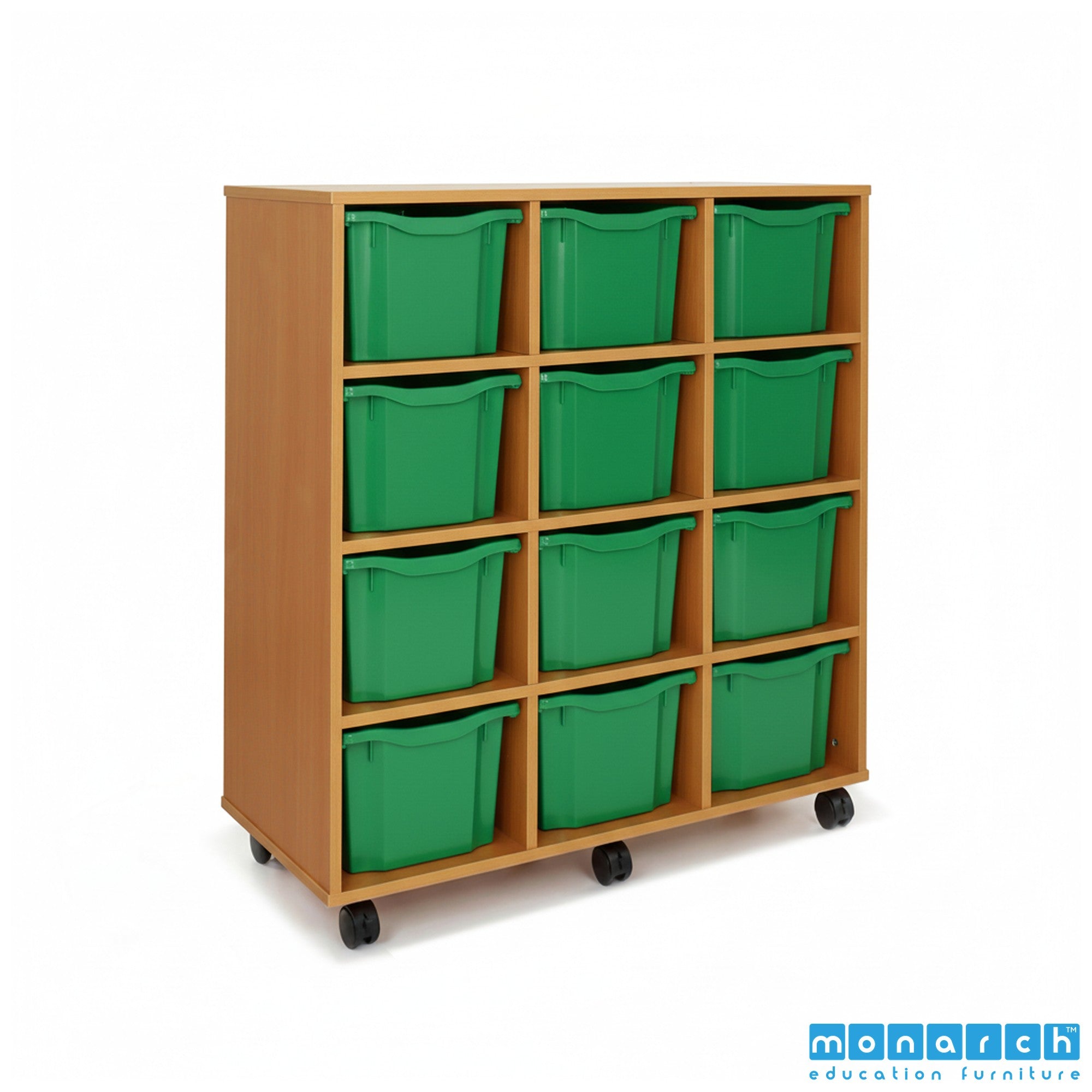Monarch 12 Triple-Tray Mobile Storage Unit – Maple