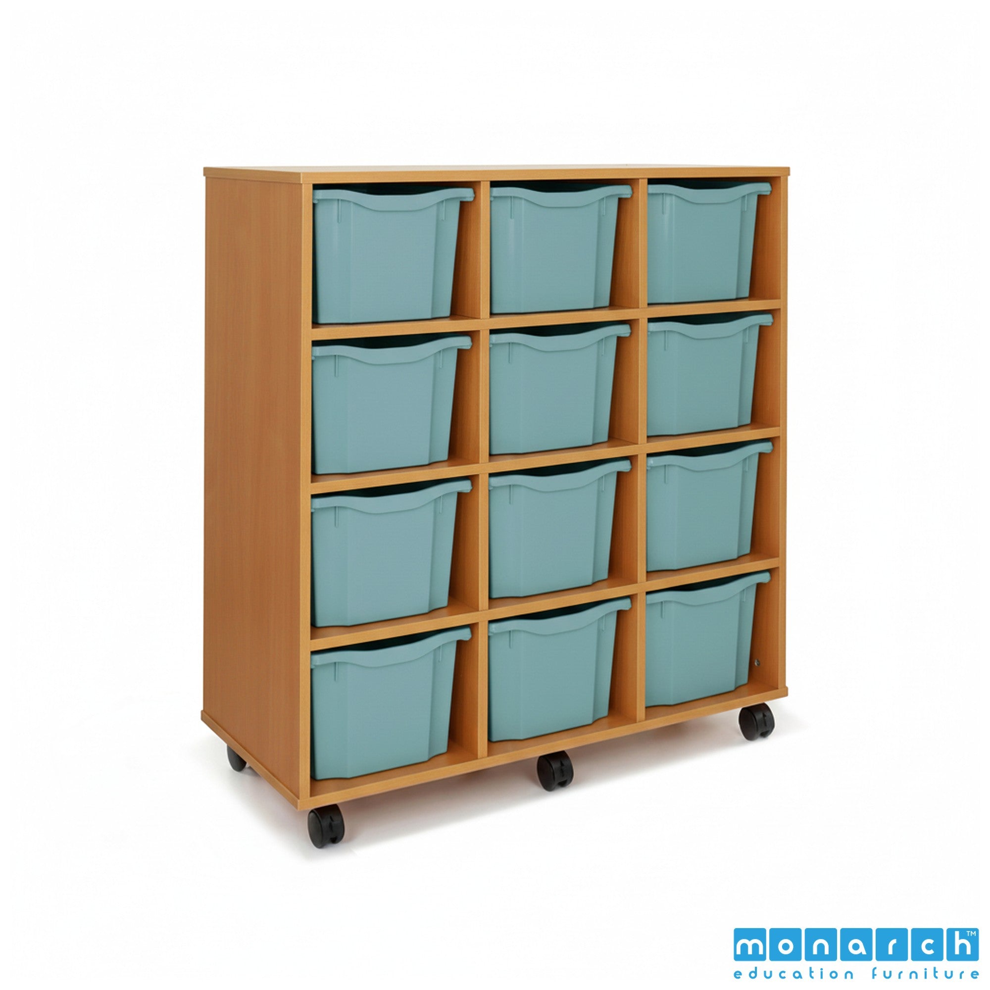 Monarch 12 Triple-Tray Mobile Storage Unit – Maple