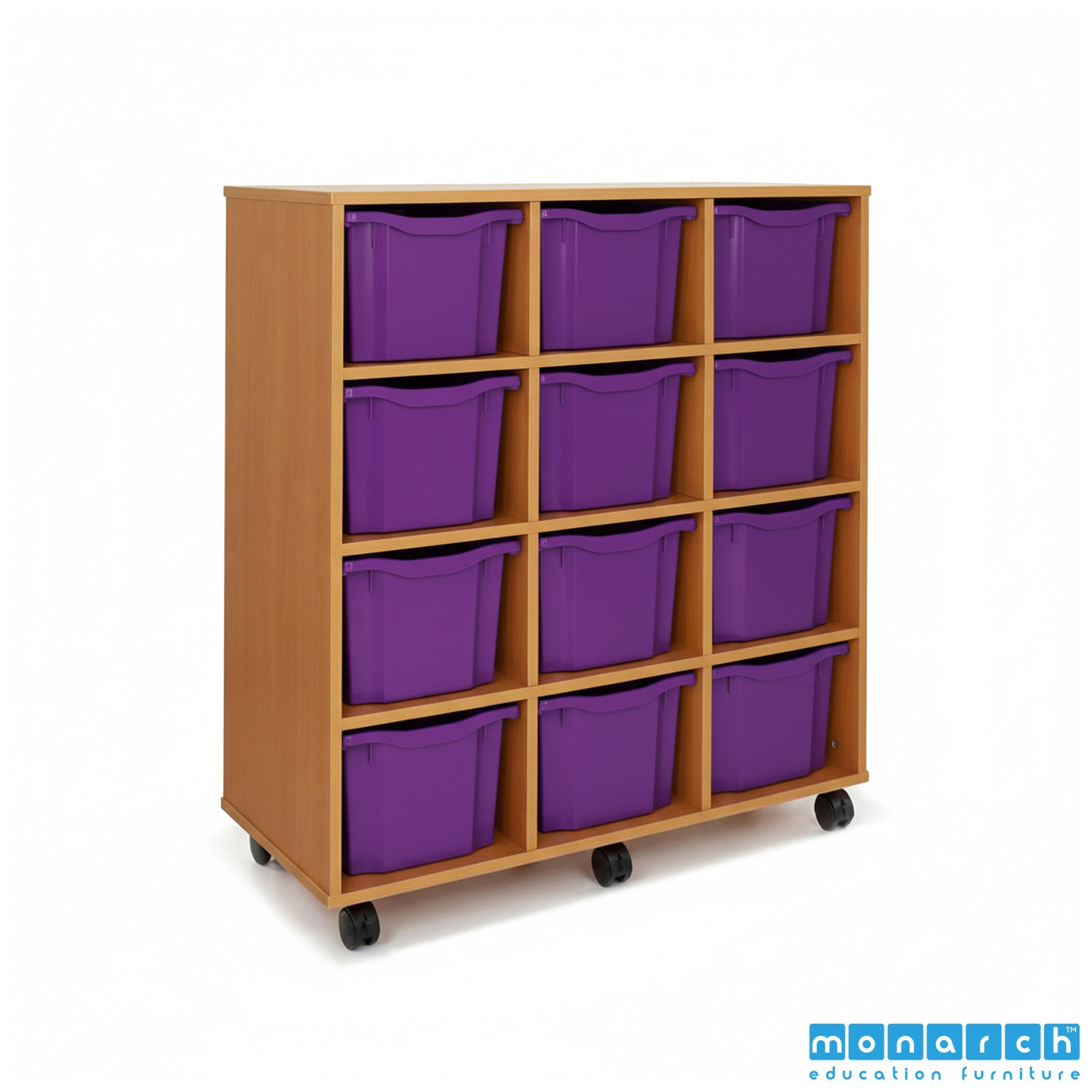 Monarch 12 Triple-Tray Mobile Storage Unit – Maple