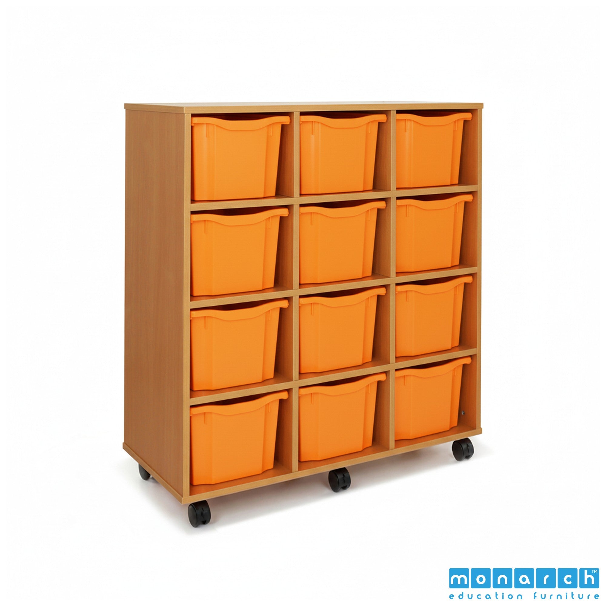 Monarch 12 Triple-Tray Mobile Storage Unit – Maple