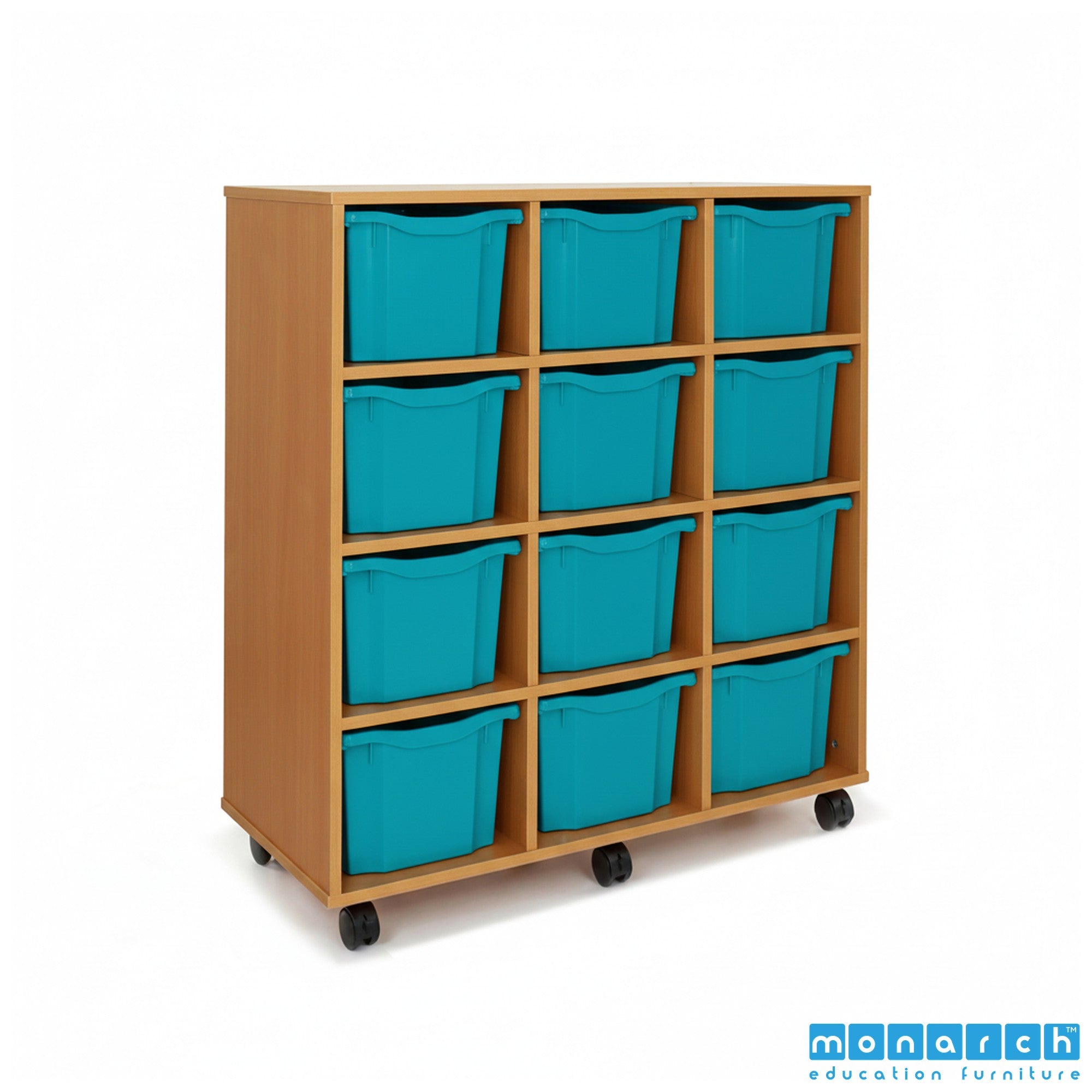 Monarch 12 Triple-Tray Mobile Storage Unit – Maple