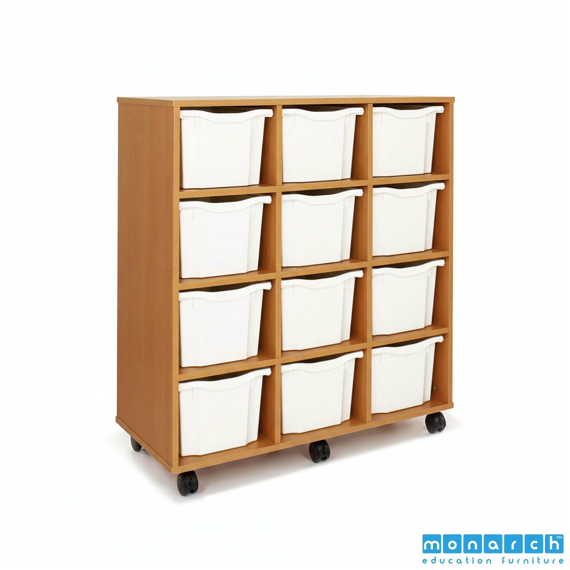 Monarch 12 Triple-Tray Mobile Storage Unit – Maple