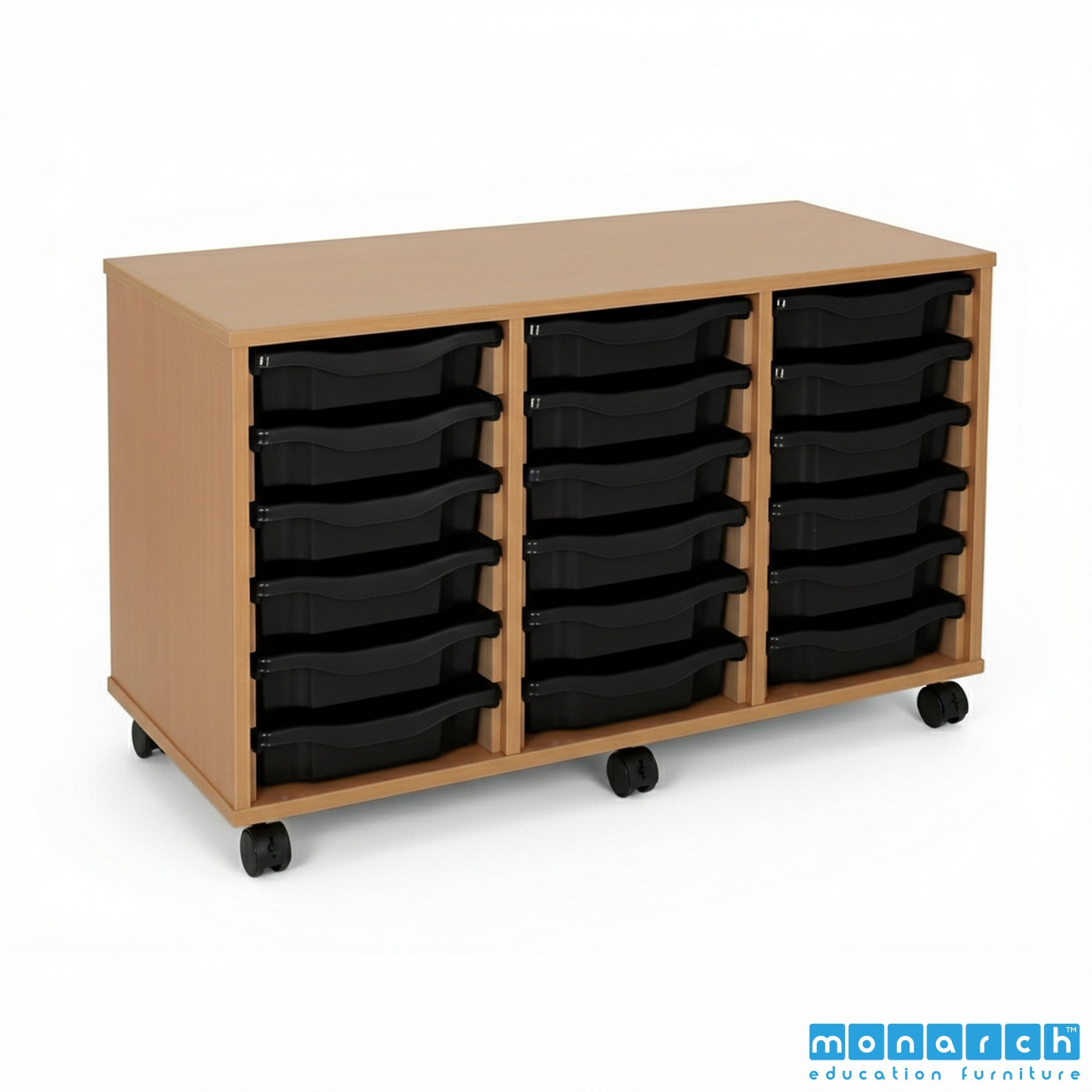 Monarch 18 Tray Mobile Storage Unit – Beech