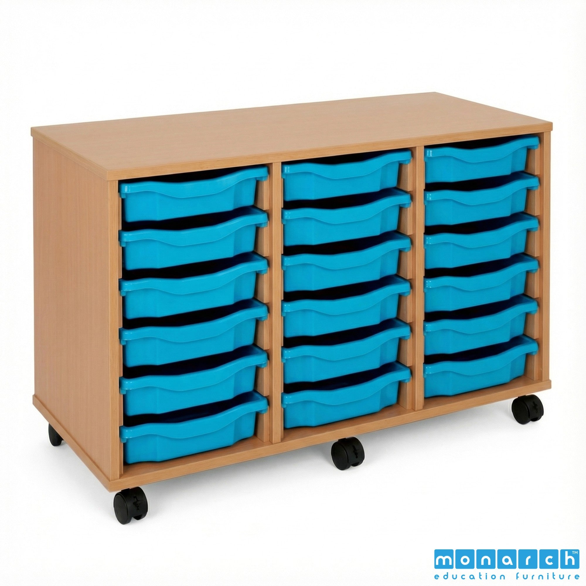 Monarch 18 Tray Mobile Storage Unit – Beech
