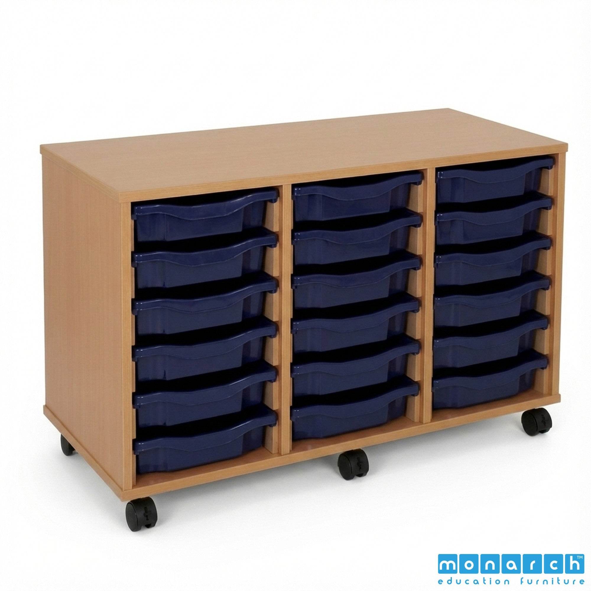 Monarch 18 Tray Mobile Storage Unit – Beech