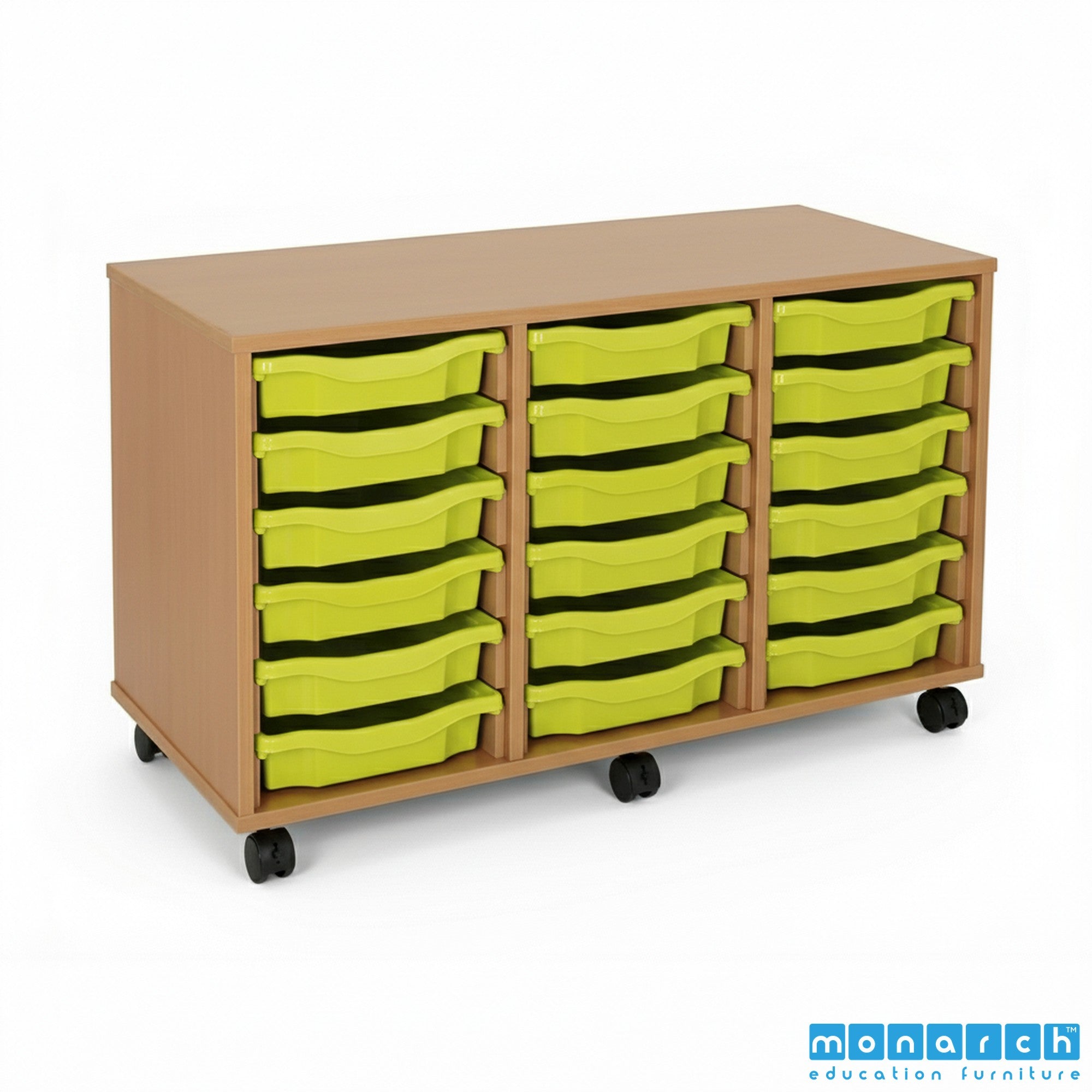 Monarch 18 Tray Mobile Storage Unit – Beech