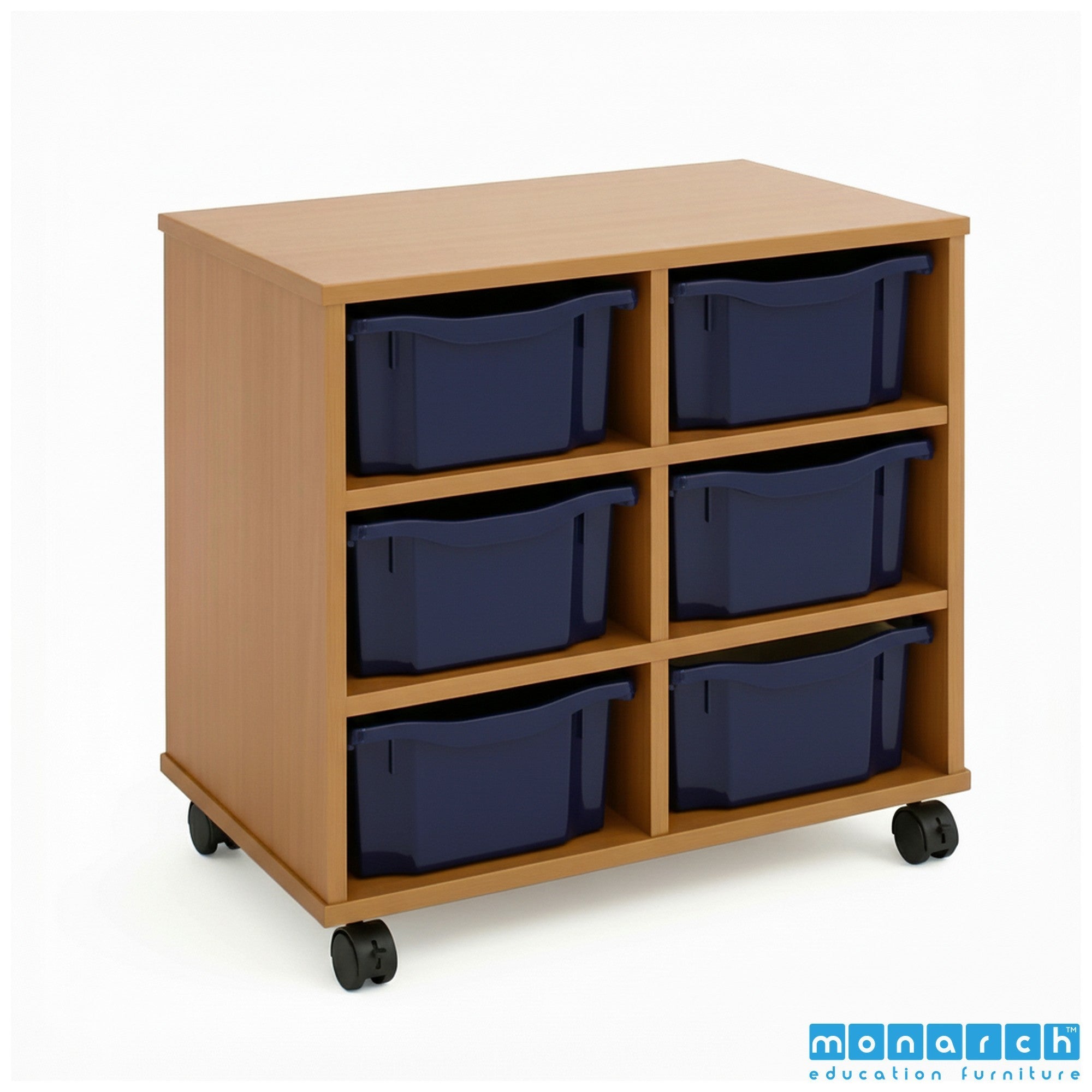 Monarch 6 Double-Tray Mobile Storage Unit – Maple