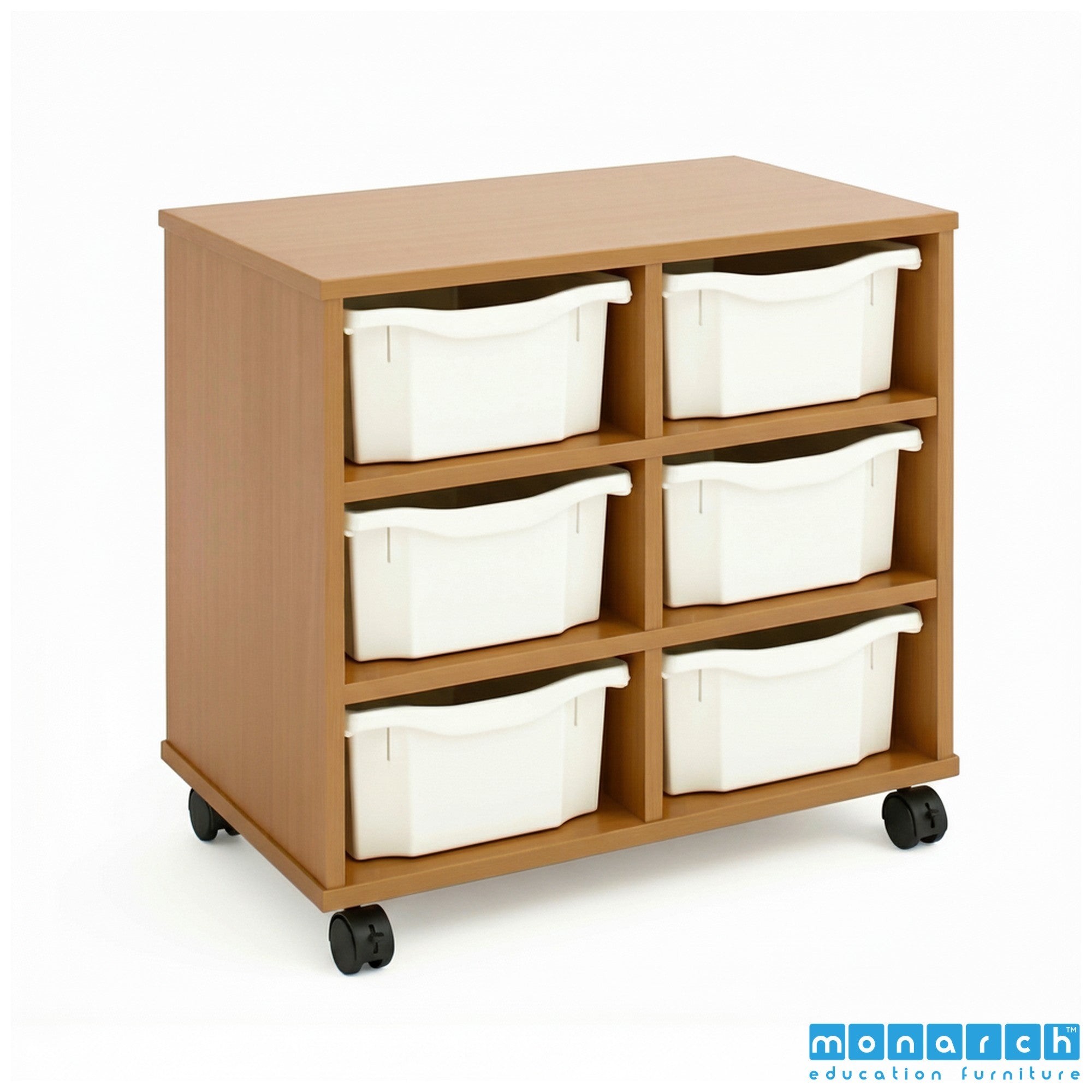 Monarch 6 Double-Tray Mobile Storage Unit – Maple