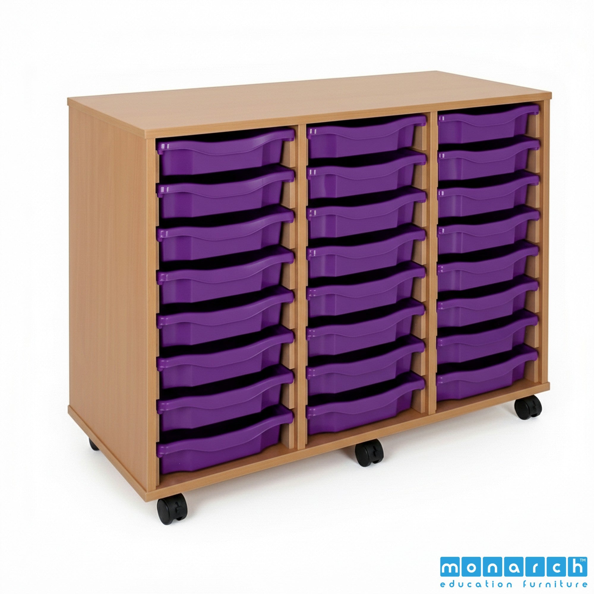 Monarch 24 Tray Mobile Storage Unit – Beech