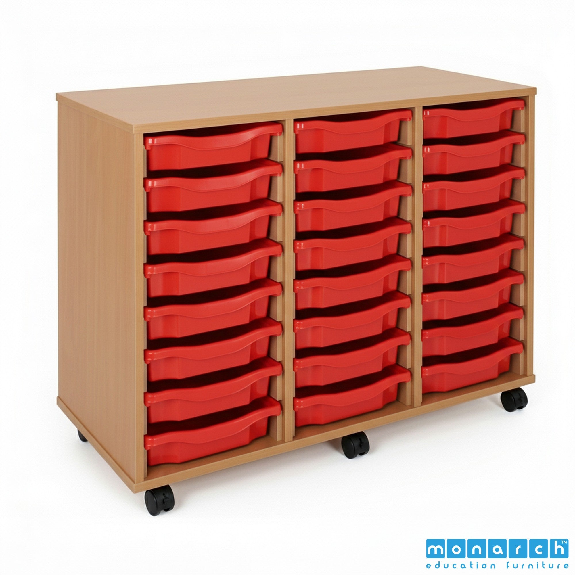 Monarch 24 Tray Mobile Storage Unit – Beech
