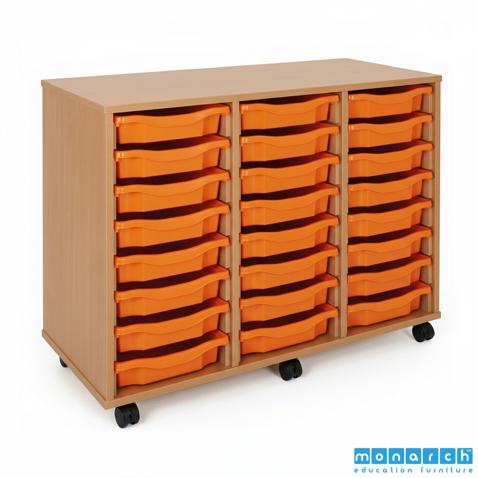 Monarch 24 Tray Mobile Storage Unit – Beech