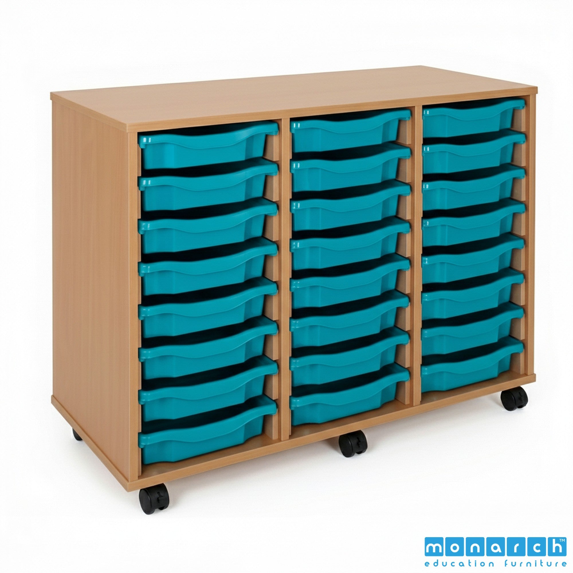 Monarch 24 Tray Mobile Storage Unit – Beech