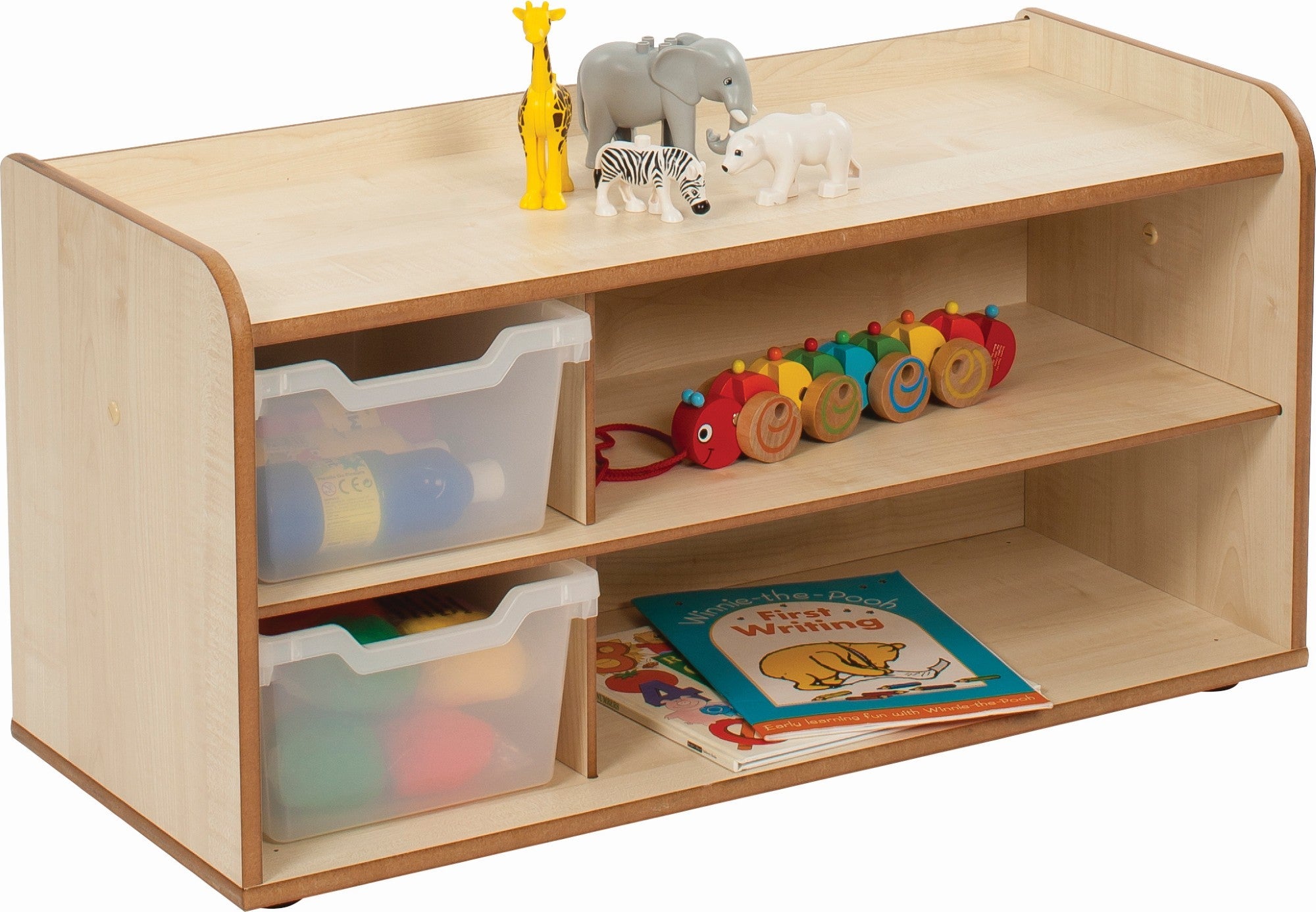 2 Tray Unit With Shelves (Maple)