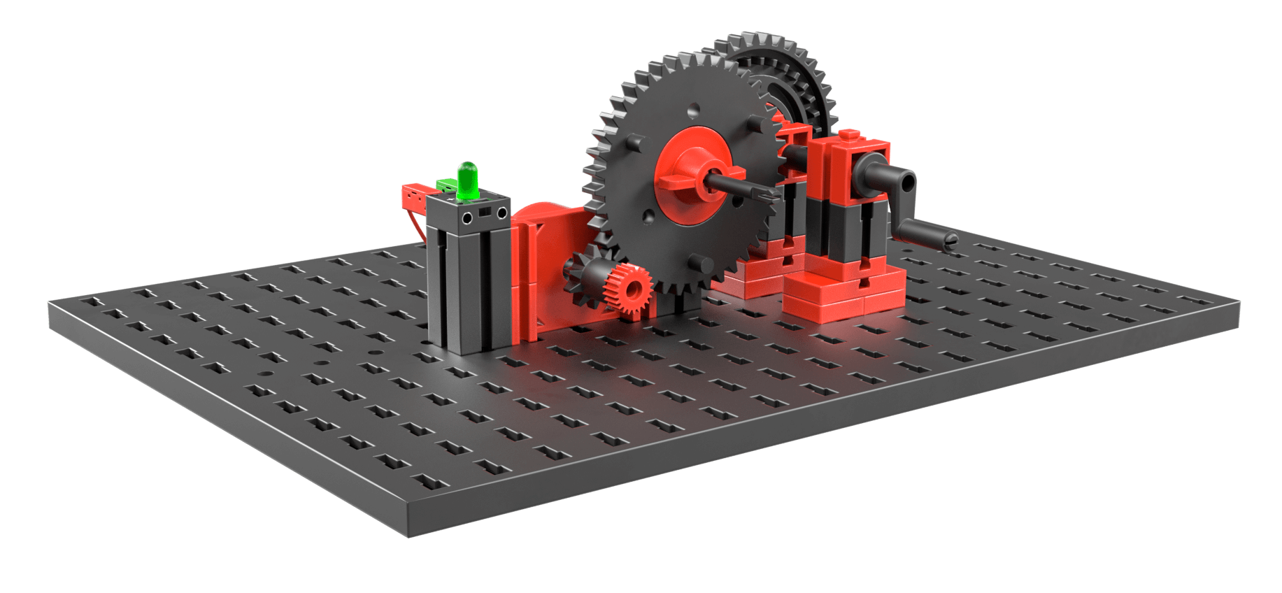STEM renewable energies model with gears and components demonstrating principles of sustainable energy.