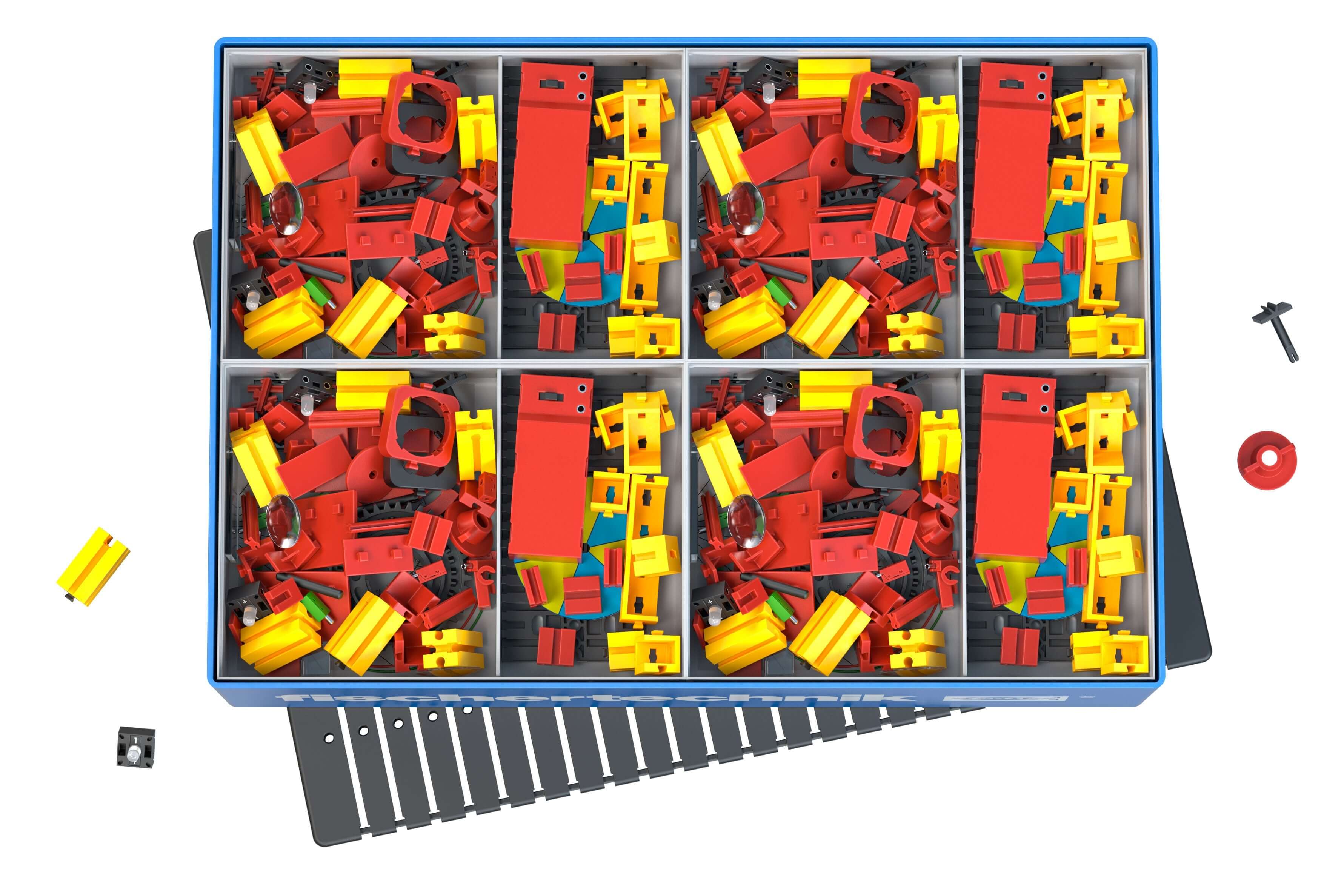 COLORFUL CLASS SET Optics kit for primary schools, featuring building blocks and tools for hands-on learning.