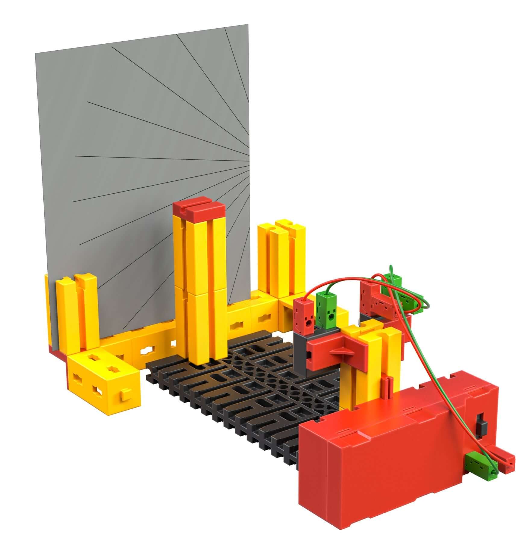 Visual representation of a CLASS SET Optics kit for primary school, designed to teach basic optics concepts sustainably.