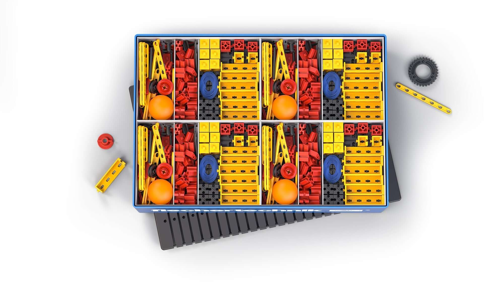 CLASS SET Simple Machines kit featuring colorful components for teaching physics and technology in primary schools.