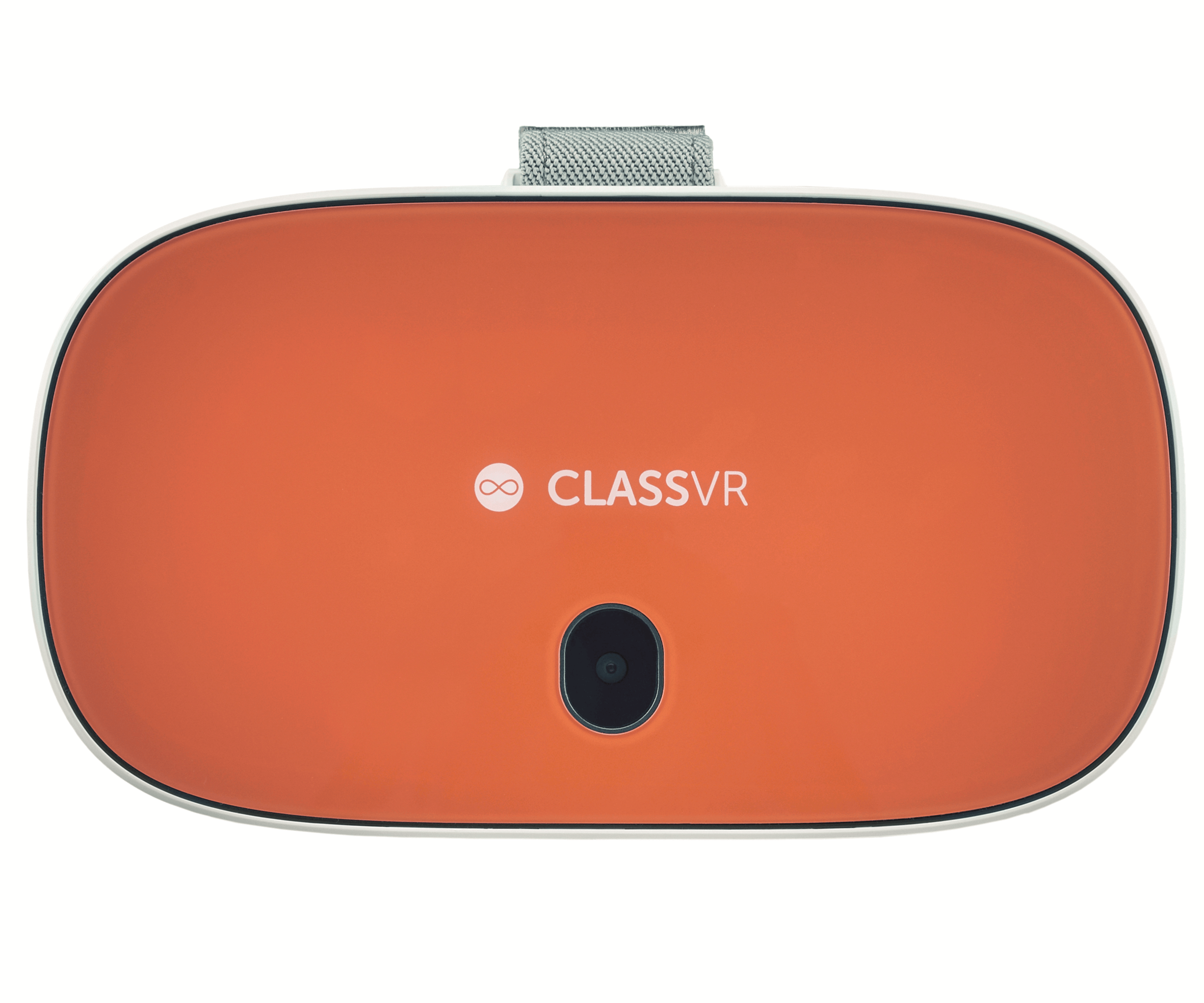 ClassVR virtual reality headset for education with orange front and camera, enhancing AR and VR learning experiences.
