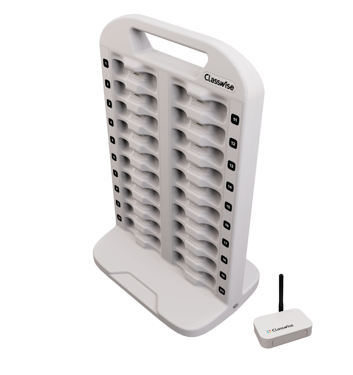 Classwise Control Hub with docking station for classroom learning devices, designed for interactive student engagement.