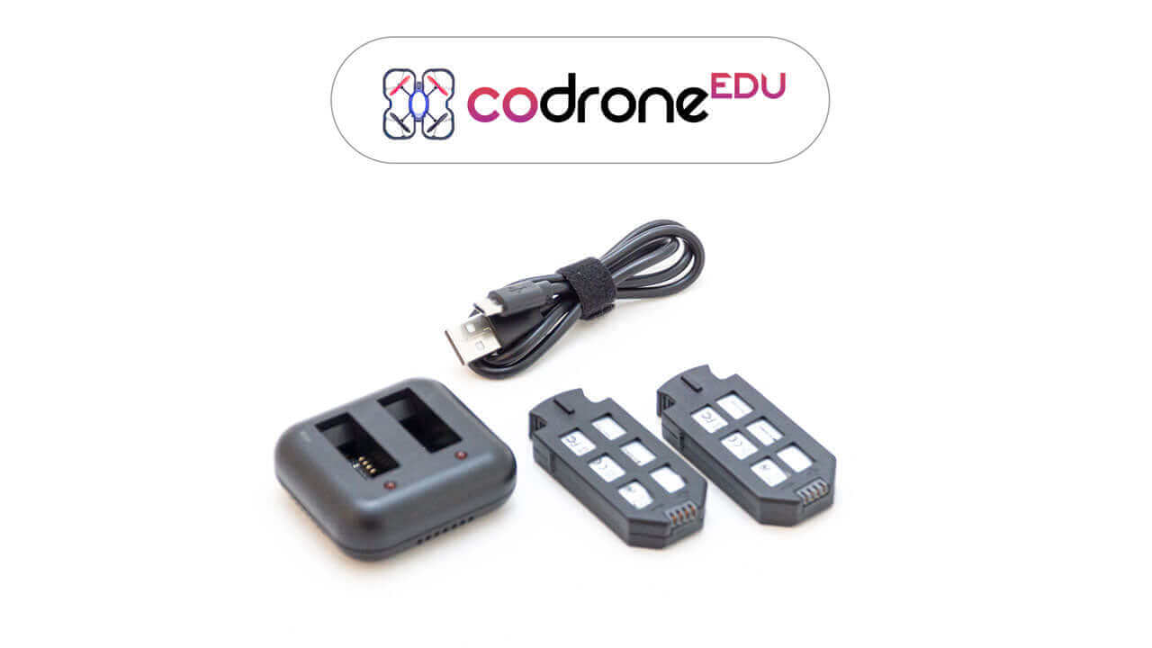 CoDrone EDU Power Pack with dual charger and two batteries for extended flight time.