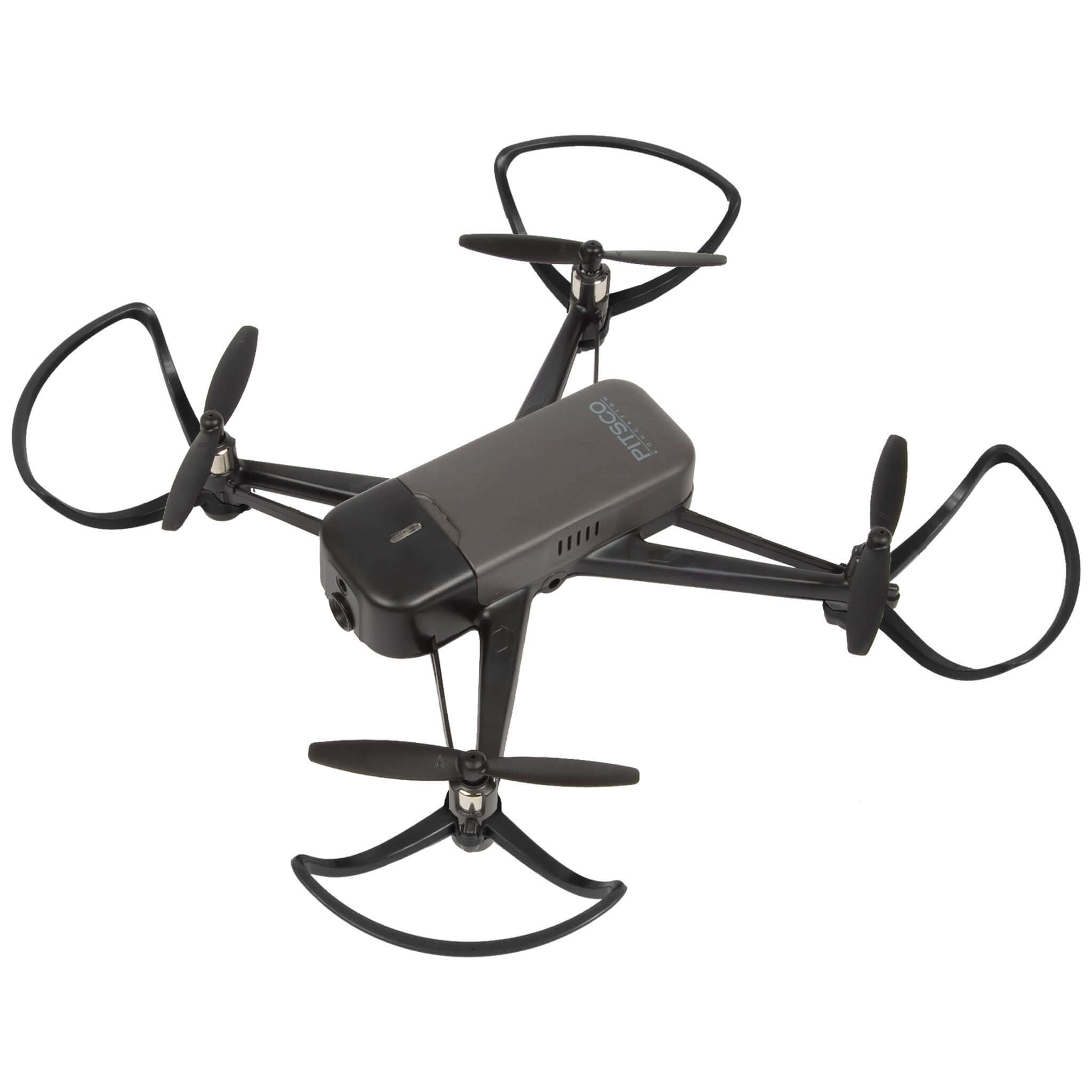 Echo Drone in black color with four propellers for aerial photography and educational use.