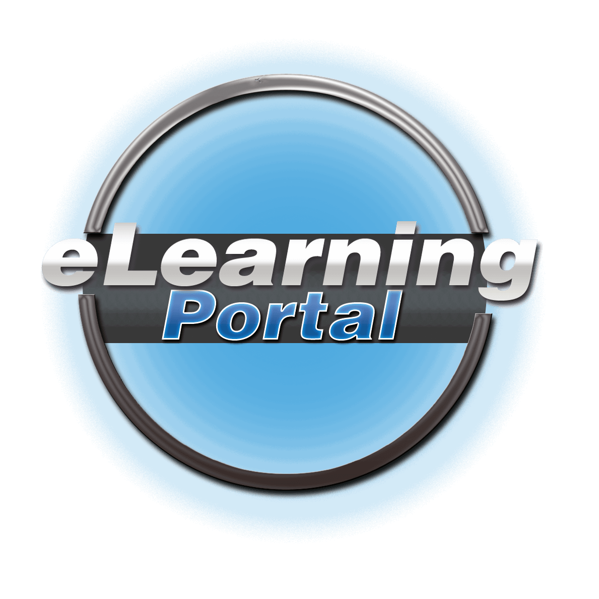 Logo of eLearning Portal on a blue background, representing online education resources.