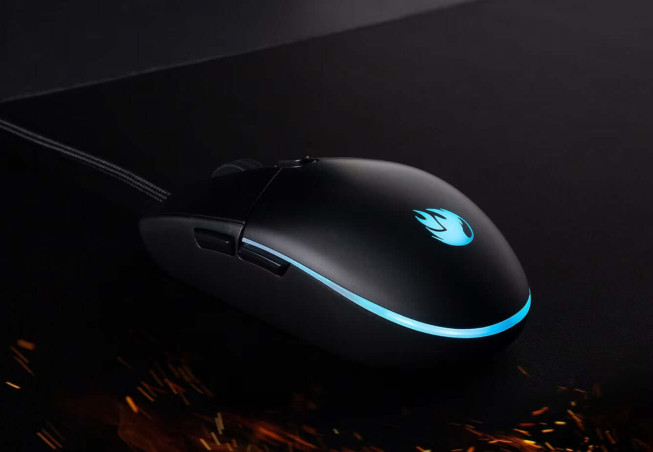 High-performance gaming mouse with customizable LED lighting and sleek ergonomic design.