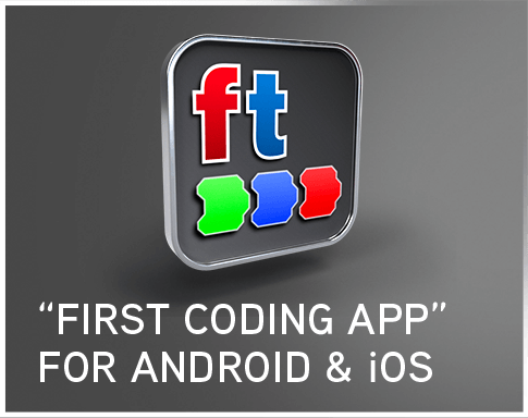 First Coding app logo for Android and iOS, teaching coding basics to primary school children.