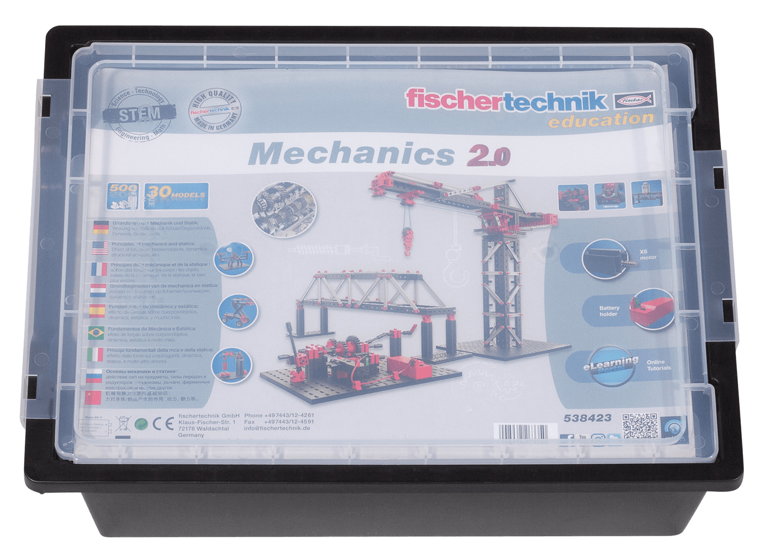 fischertechnik Mechanics 2.0 kit for learning the basics of mechanics and statics in a sustainable way.
