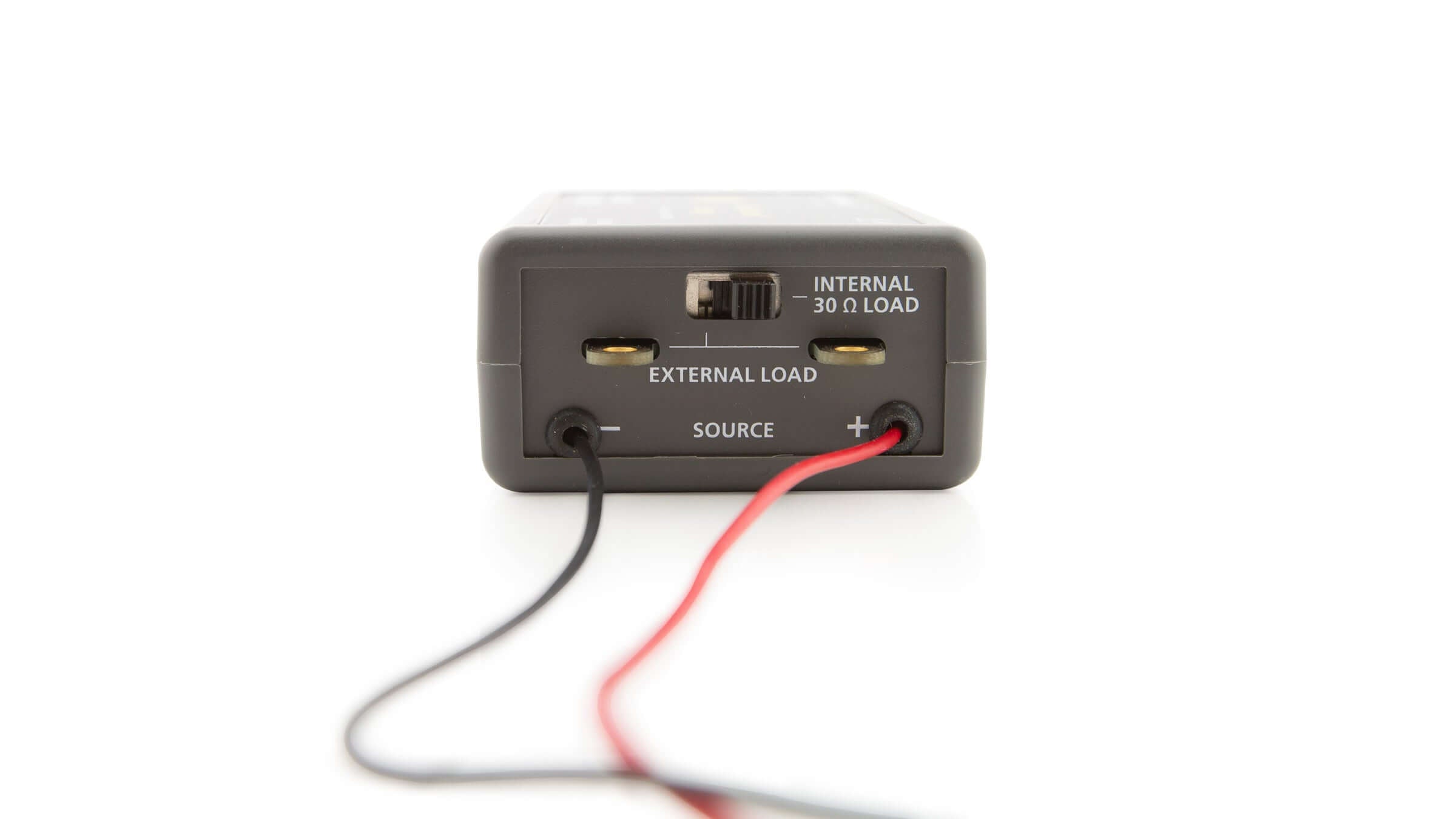 Rear view of the Go Direct Energy Sensor showing USB and load connections for measuring energy output.