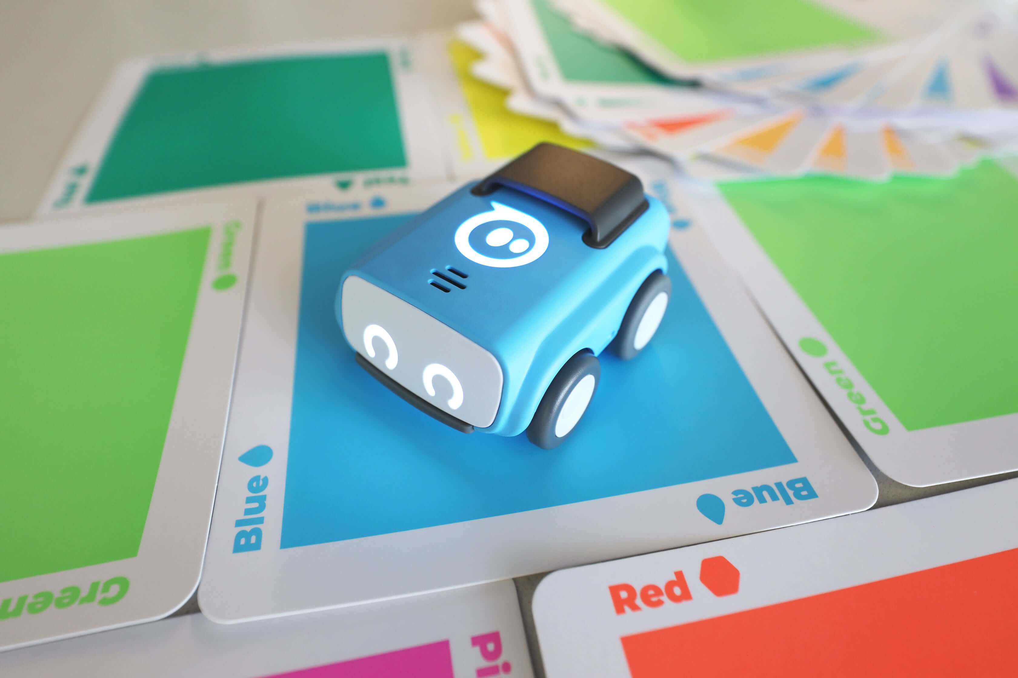 Sphero indi learning robot on color cards, showcasing imaginative play and STEAM learning for kids.