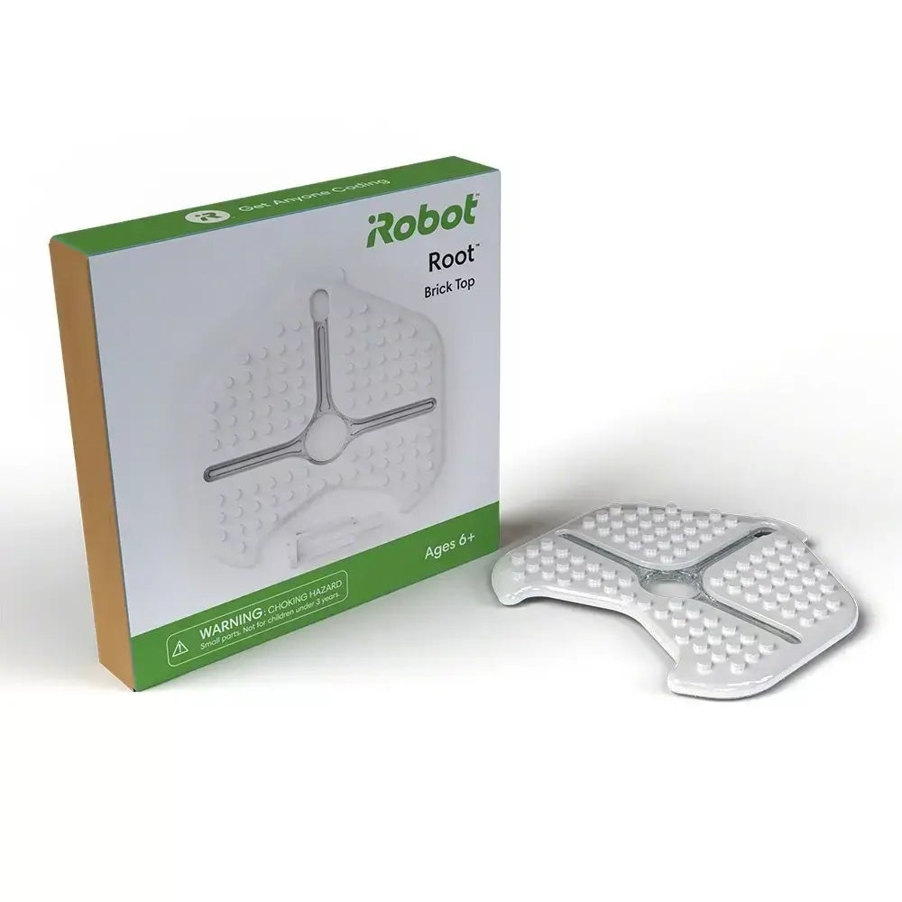 iRobot Root Brick Top accessory in packaging, promoting creativity and compatibility with building blocks.