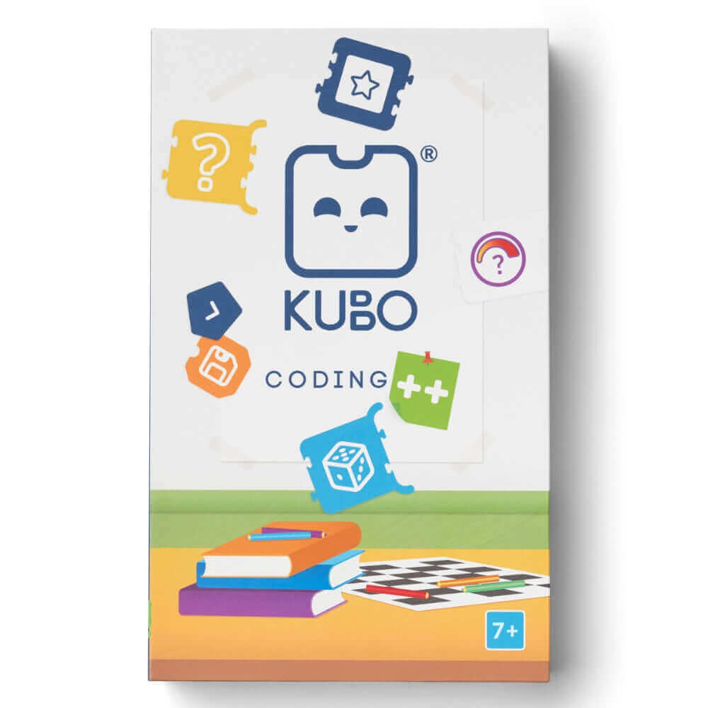 KUBO Coding TagTiles® set with colorful tiles, books, and a playful design for kids aged 7 and up.
