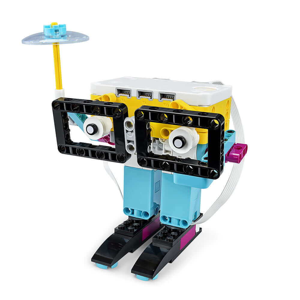LEGO Education SPIKE PRIME set model featuring a robot with colorful components and programmable features.