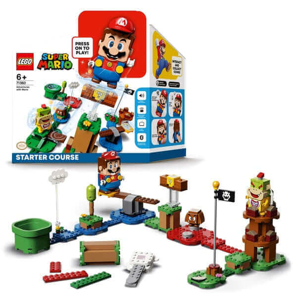 LEGO Super Mario Starter Course Set 71360 with Mario figure, interactive elements, and play features for kids.