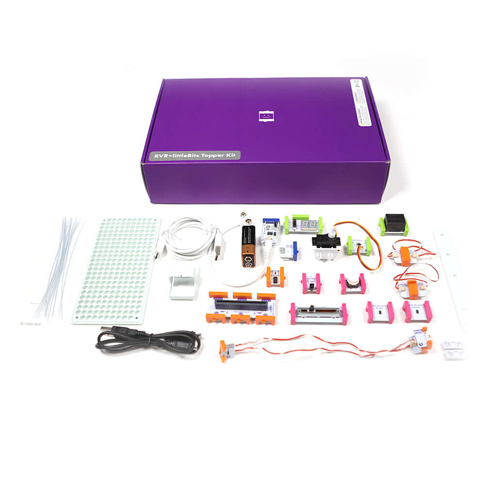 littleBits RVR+ Topper Kit with components and instructions for building inventions and robotics.