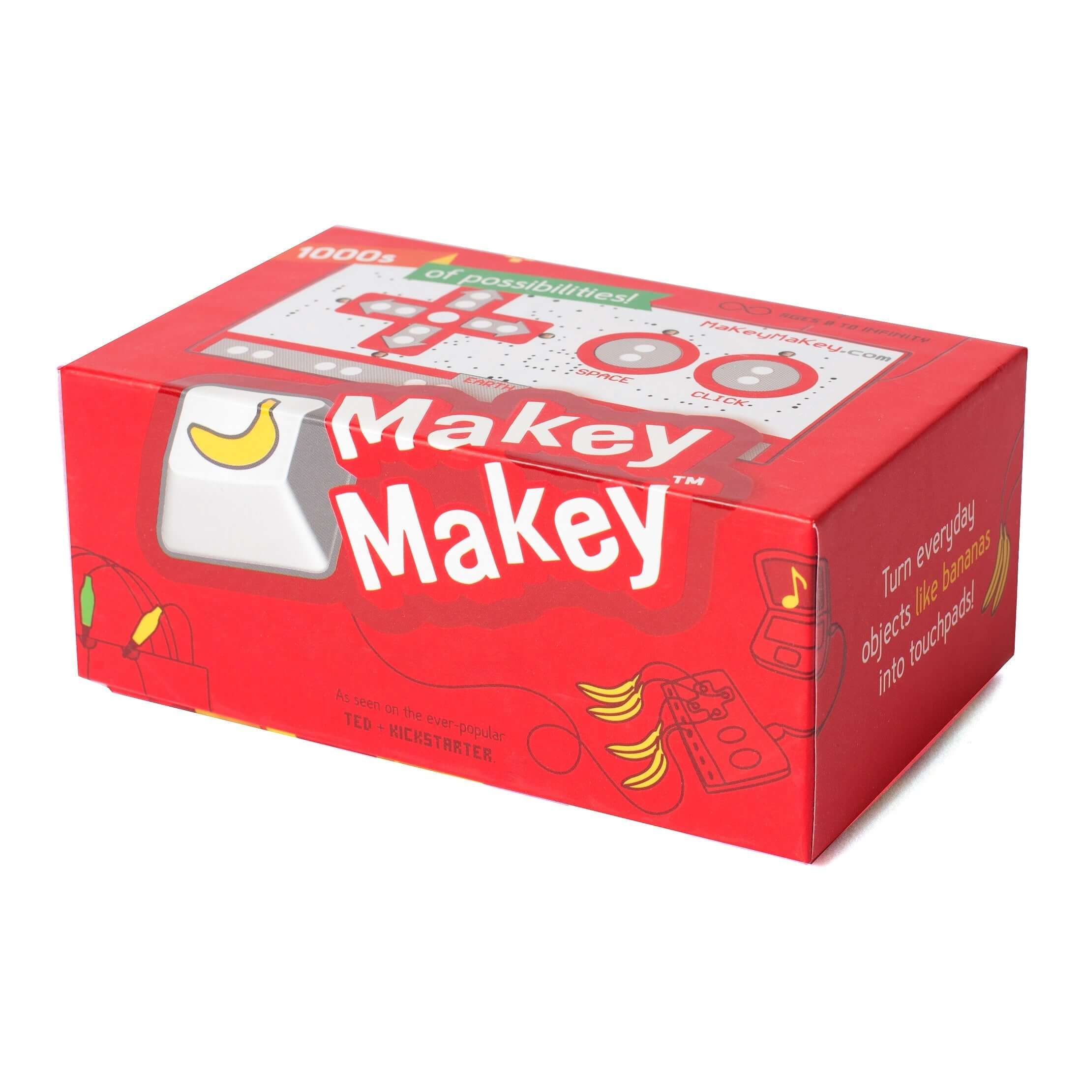 Makey Makey Classic Invention Literacy Kit box showcasing creative invention possibilities and fun educational projects.
