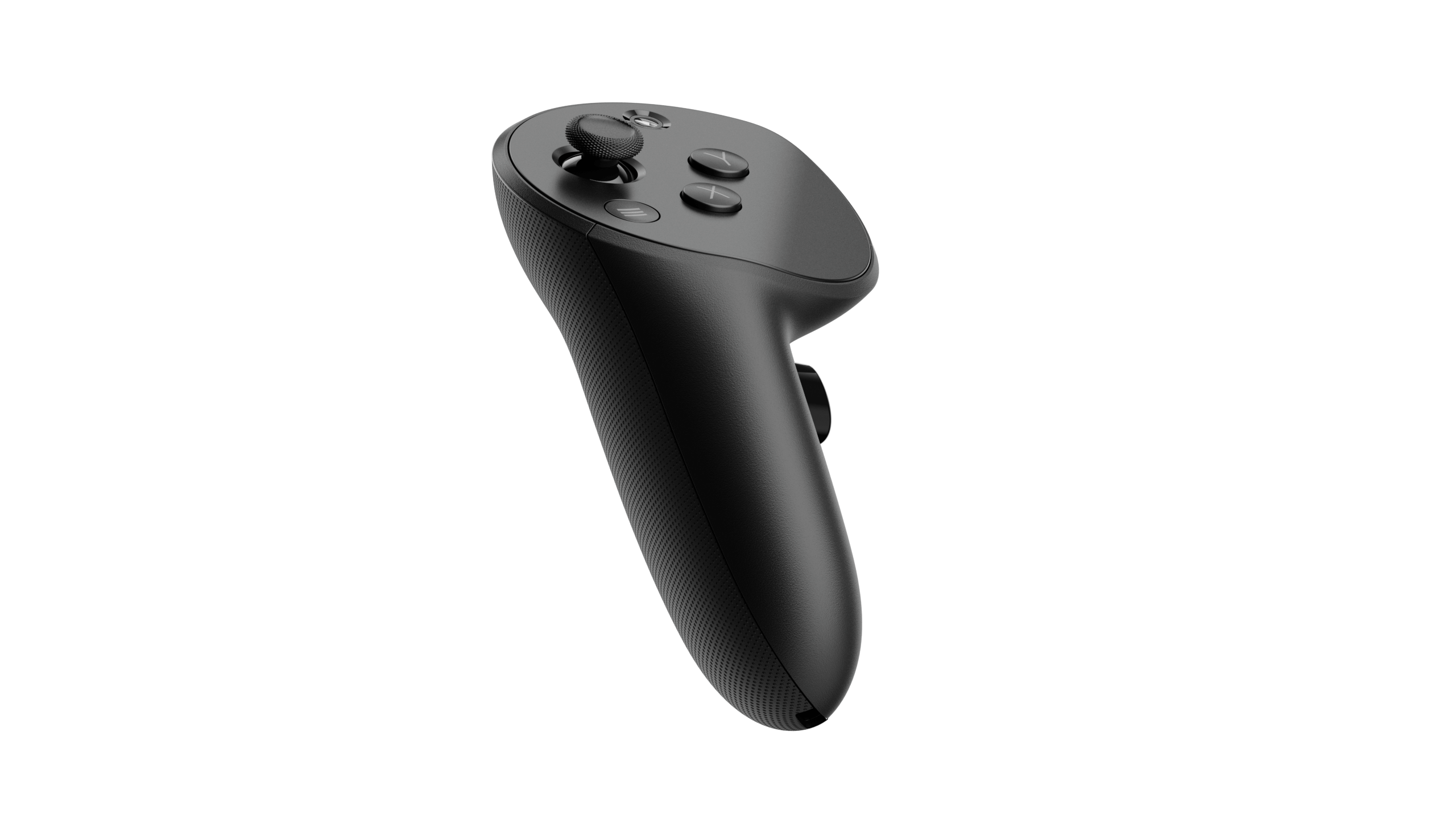 Black VR controller designed for immersive mixed reality gaming and experiences.