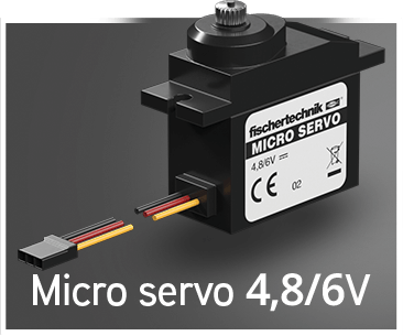 Micro servo 4.8/6V from Fischertechnik, suitable for robotics and automation projects.
